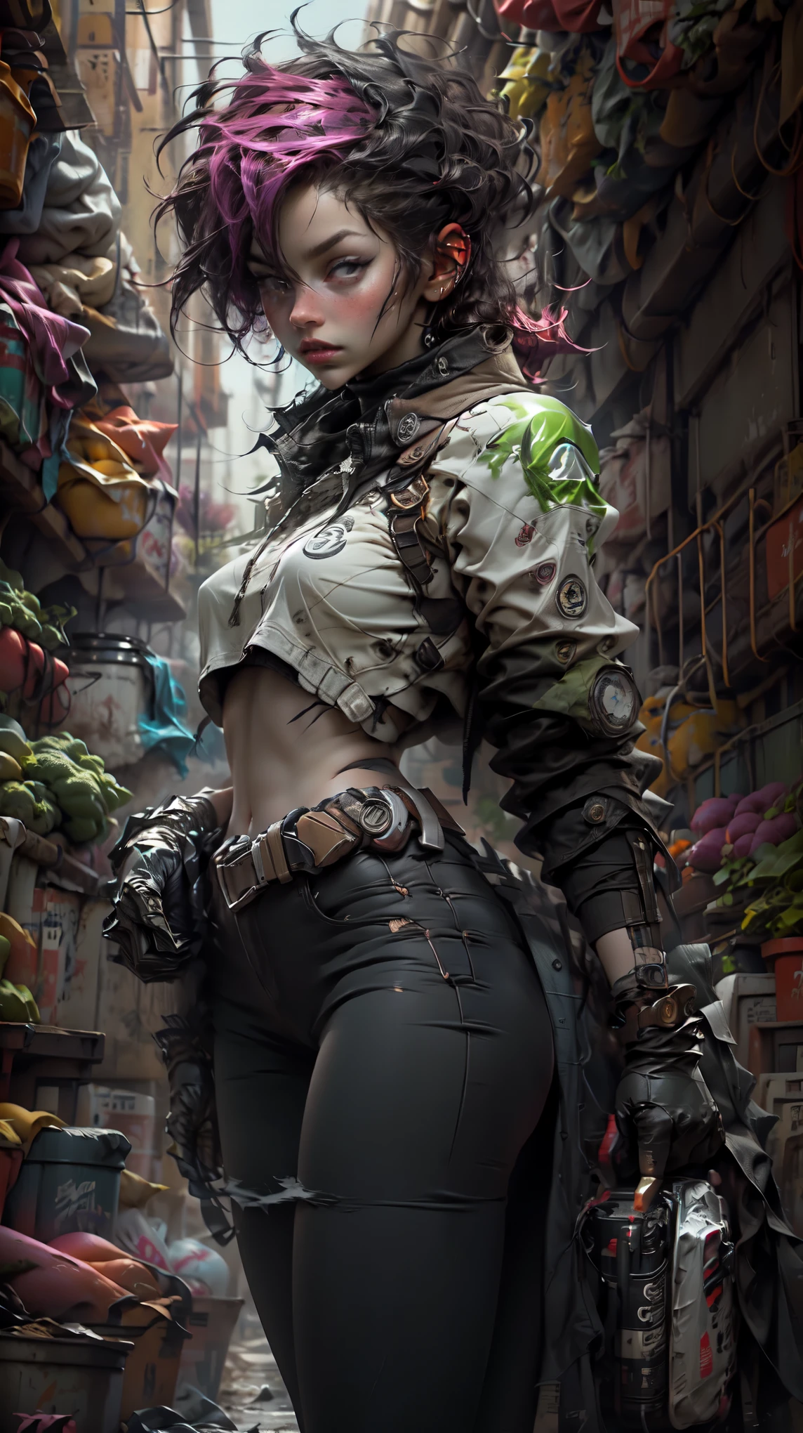 Unreal Engine:1.4,Ultra realistic CG K, photorealistic:1.4, skin texture:1.4, artwork 1girl, Gatling gun,  dynamic pose  de acción,  anatomically correct ,  shell,  looking at the spectator ,  dynamic pose , blows,  ammunition belt , Gloves, breasts, shooting,  background  :1.4, more detailed, optical mix , funny patterns, animated texture, unique visual effect, or cyberpunk yellow color, red stockings,  yellow leather miniskirt,  masterpiece , ((flag, , vegetables, rosa, brown: 1.2)) ,  realistic 8K digital art )), 32k