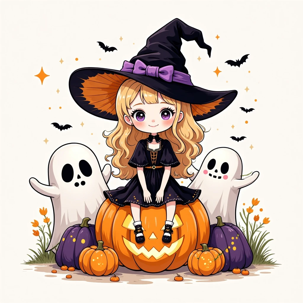 Halloween，Minimalism，Gothic，cute，castle，Atmosphere，Weird， suspenseful ， Ghost Bride ， Skeleton Bride ，Super cute ， Giant Ghost ，Will-O-Wisp，Jack-o&#39;-lantern，bat，thorns，Smoky， Cartoon Illustration Style ，Avatar Design ，Monet，Rococo，Line Illustration，Hand drawn illustrations，It's fun，Q version，呆萌cute画风，Warmth，Pure white background