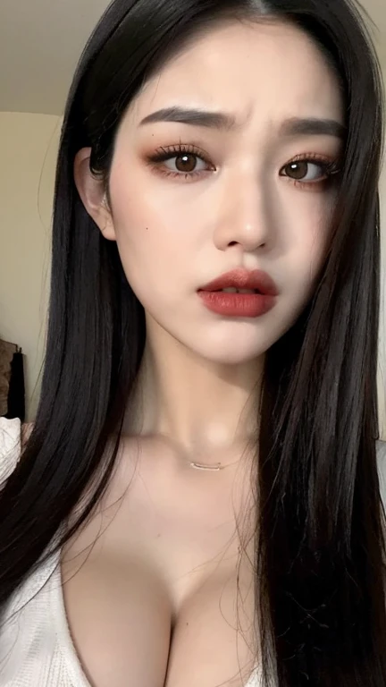 ((Best quality, 8k, Masterpiece :1.3)),  beauty body slim dolls,   1girl,   (rose))).   ultra-detailed face,   highly detailed lips,    detailed eyes,   double eyelids, super large breasts, super large ass, Breasts grab, Lust,    Make-up face.    long eyelashes.   ((Black hair straight)), disgusted face, femdom, contempt, Side eyes,  has slightly swollen lips, A look of contempt