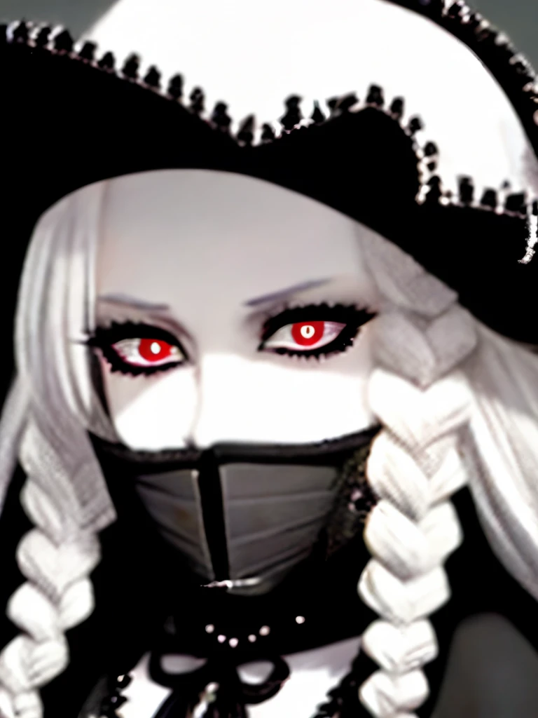 a close up of a woman with long white hair and black gloves, pale goth beauty, goth girl aesthetic, goth aesthetic, goth makeup, gothic aesthetic, gothic makeup, perfect white haired girl, intense white hair, killstar, gothic eyeliner, cruel korean goth girl, wearing goth makeup, goth asthetics, gothic horror vibes, with long white hair