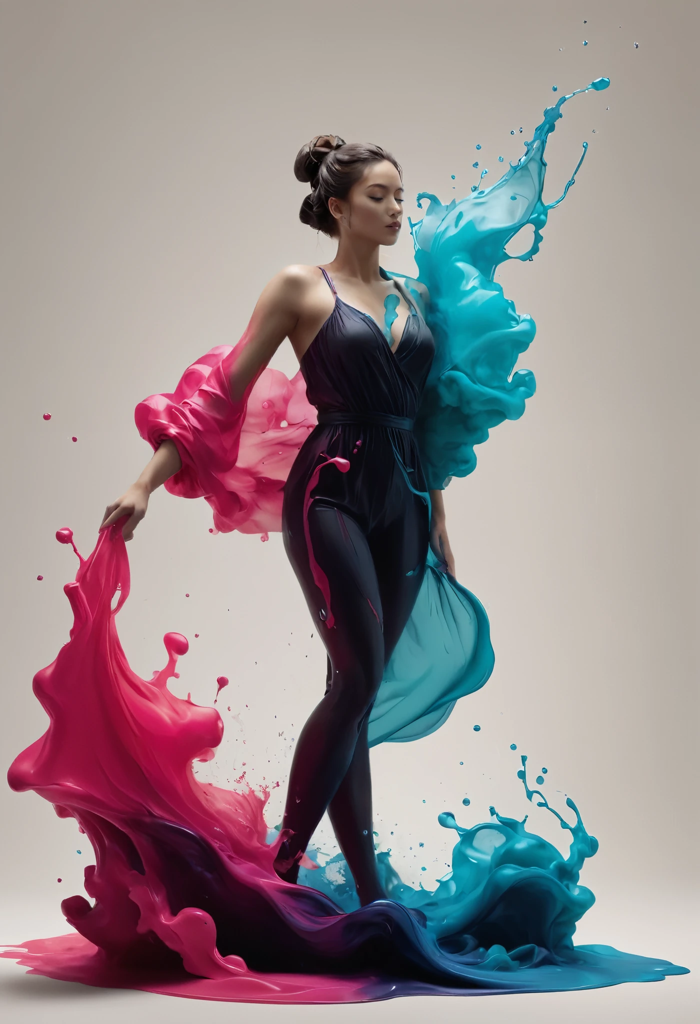 Alberto seveso art, dancing sillhouette, water ink, ink water, ink cloud, alberto seveso art, loose painting style, intricate detail, cinematic lighting, octane render, 8k render, volumetric lighting,kodew