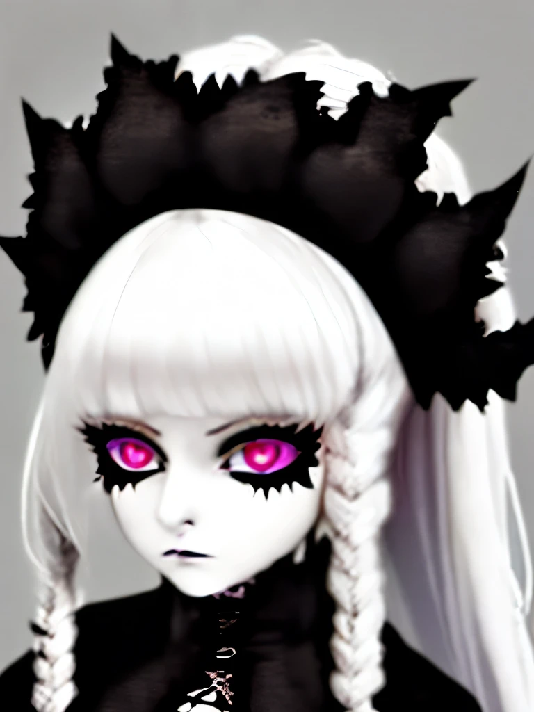 a close up of a woman with long white hair and black gloves, pale goth beauty, goth girl aesthetic, goth aesthetic, goth makeup, gothic aesthetic, gothic makeup, perfect white haired girl, intense white hair, killstar, gothic eyeliner, cruel korean goth girl, wearing goth makeup, goth asthetics, gothic horror vibes, with long white hair