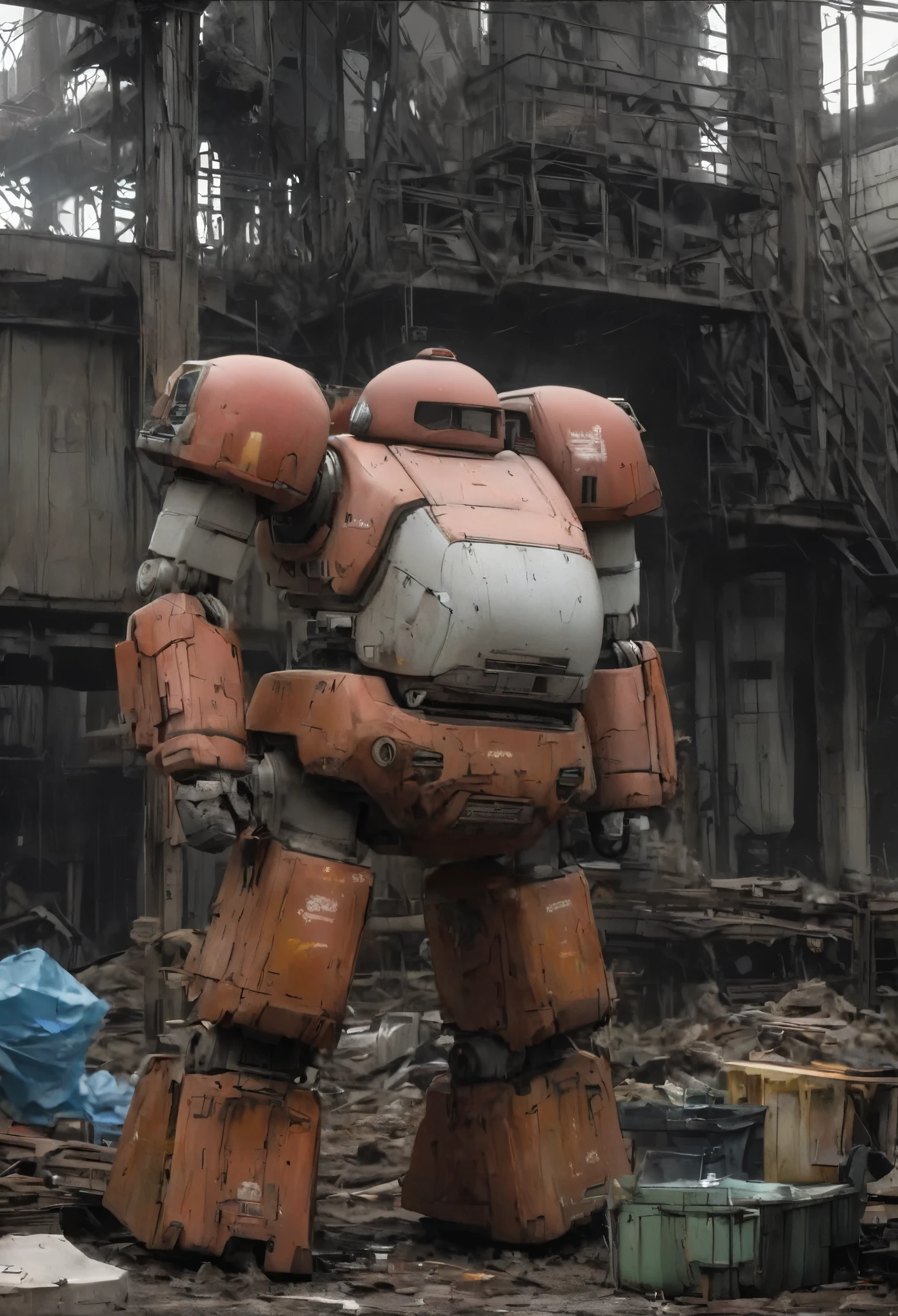 best quality, 32k, RAW photo, incredibly absurdres, extremely detailed, delicate texture, at a mechanical manufacturing factory, items that fail inspection are piled into the trash to be scrapped