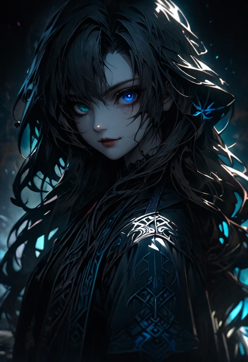 girl,Alone, Heterochromia iridis,Red and blue eyes,Long Curly Hair,2 bangs ,Pale skin,  watch viewers, mouth, A light smile, beautiful,  very detailed eyes,  close-up shot , upper body, Wear a jacket,Alchemist Girl, beautiful降霊術師 girl, beautiful降霊術師, Shadowverse Style,  Truly amazing art,  very detailed,  top quality digital art,