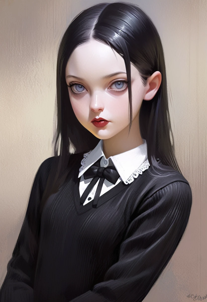 (realistic illustration:1.4). Sexy Wednesday Addams.