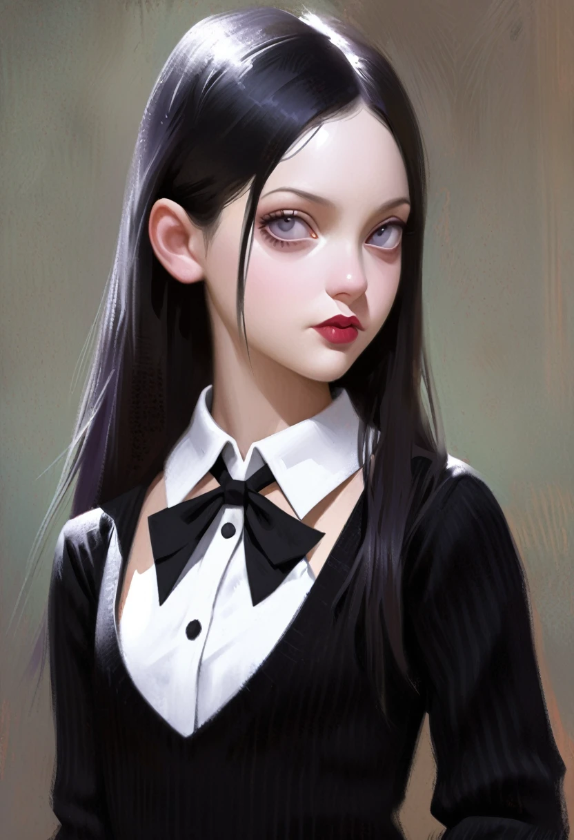 (realistic illustration:1.4). Sexy Wednesday Addams.