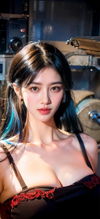 ((((8k))),((Extremely meticulous CG)) ,(wallpaper),16k,((Extremely refined and beautiful)),(((Masterpiece))),(((best qualtiy))),(((Ultra High Resolution))),beautiful light up,Perfect lightning,realistic shaded,(Smooth and flawless skin:1.5),(Extremely exquisite facial details:1.2),(perfect body:1.2),(ultra-detailed),((A beautiful girl,solo)),(small head:1.2),(pale skin:1.3),(shoulder length straight bob hair:1.2),(rainbow color hair:1.3),(small face:1.2),(baby face:1.3),(Exquisite makeup:1.2),(blush:1.3),(small breasts:1.2),(flat chest:1.3),((slim,thin)),(laughing:1.2),(strapless laser bra:1.5),(indoor:1.2),(summer:1.3),(detailed background:1.5),(Standing:1.3),(Beside the arcade machine:1.3),(close-up of face:1.3),(from front:1.3),(In the game center:1.5),(colorful neon lights:1.3),(cyberpunk style:1.3),(night scene:1.5),(lively atmosphere:1.3),(surrounded by crowded crowds:1.3)