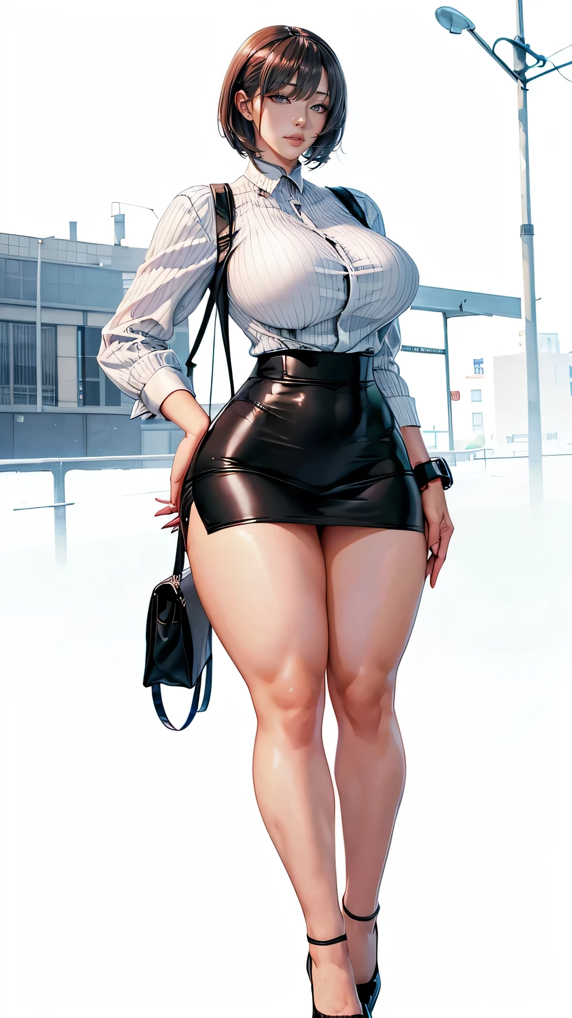 Breasts larger than torso。Smooth sexy hot woman。full-body shot,High heel。Model shooting pose。City girl。urban beauty。tight hip skirt,leatherrubber,Hip skirt。Short skirt。Sexy secretary,Suspender stockings。Sexy and seductive cram school teacher。Sexy female boss loves to wear sexy lingerie,Desirable female boss in business attire。Sexy shirt hip skirt suit female boss。Black hip skirt。flushed face。Flushing face。A strong woman who still has charm。Still charming。short hair dean。