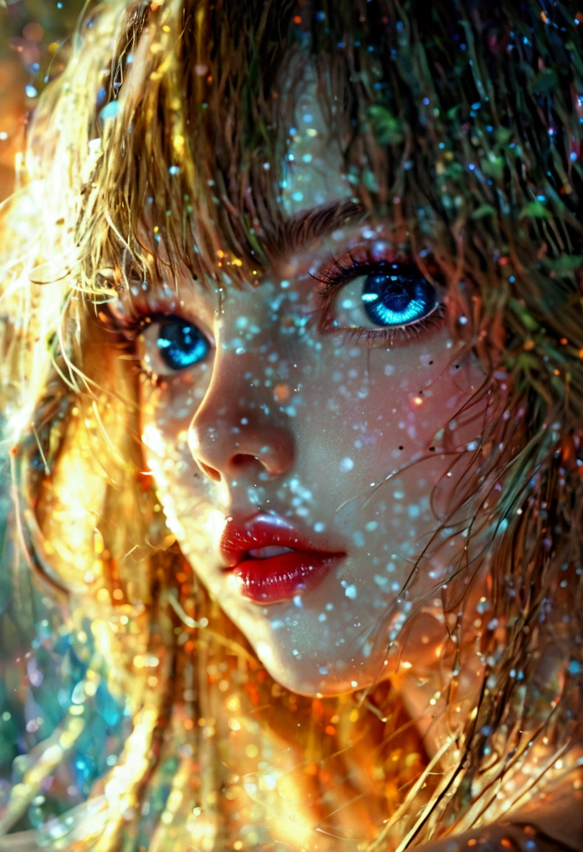 1girl, beautiful detailed eyes, beautiful detailed lips, extremely detailed face and features, glowing, flawless skin, large clear crystal blue eyes, long blonde silk-like hair, delicate, elegant, charming, radiant, alluring, sexy, cute, petite, youthful, photorealistic, 8k, highly detailed, masterpiece, intricate, lush, vibrant colors, cinematic lighting, dramatic shadows, ethereal, angelic, goddess-like beauty