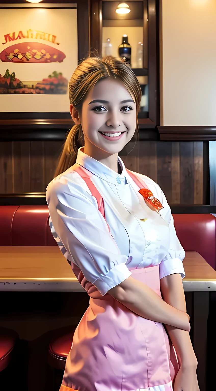 expensive_quality,Best quality,masterpiece,One Girl,Waitress, watching viewers,(smile:1.1),anna miller'She is wearing a uniform、Large Breasts、