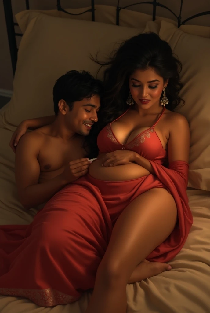 Young muscular Hindu pandit, giving kiss to pregnant muslim big ass women wearing hijab,together doing bath in bathtub 