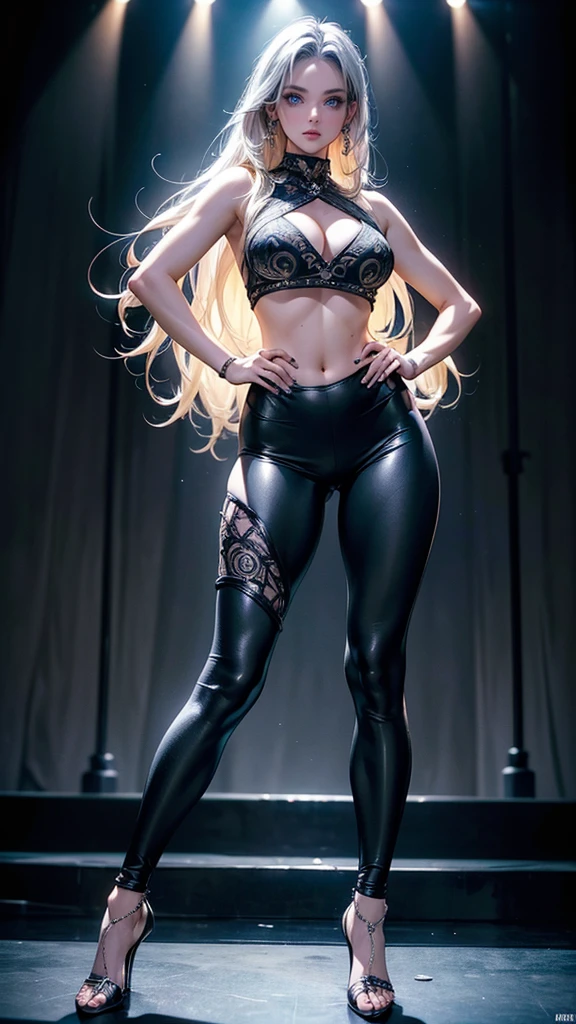(photorealistic:1.4), (masterpiece, sidelighting, finely detailed beautiful eyes: 1.2), masterpiece*portrait, realistic, 3d face, glowing eyes, shiny hair, lustrous skin, solo, embarassed, (midriff), black underwear, blonde hair,