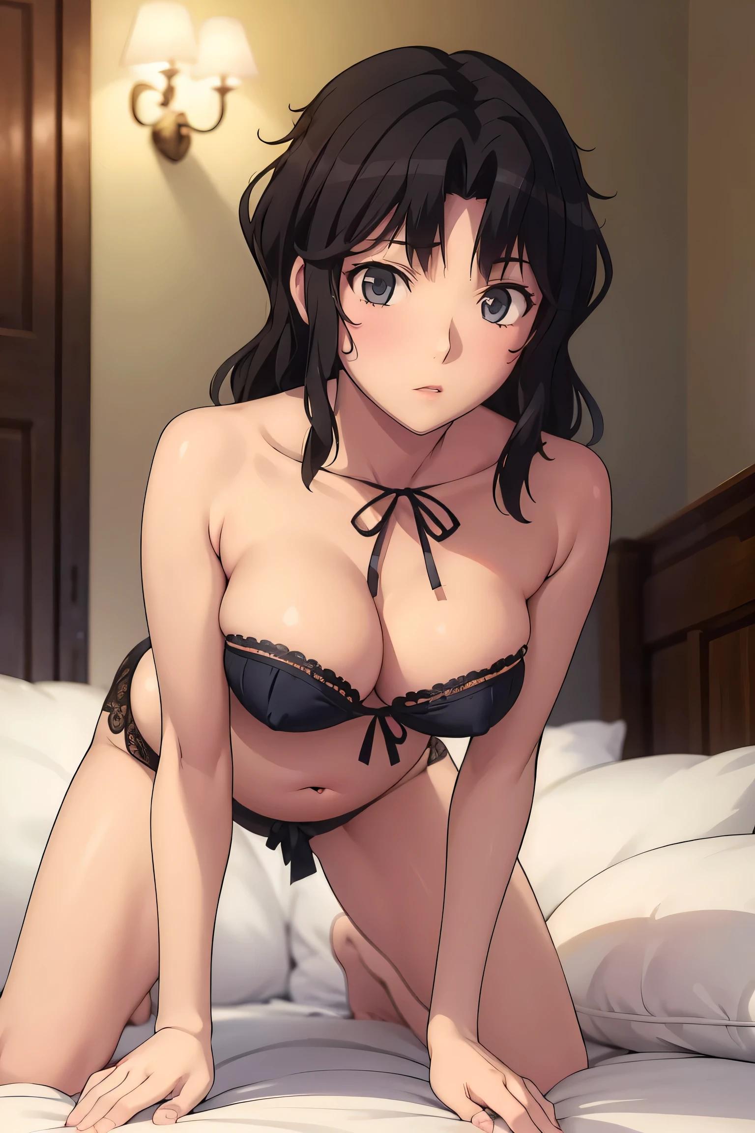 high quality、、Ultra-high resolution 4K、 Beautiful image quality at  、Realistically detailed 、Full body details、  model-like style  、beautiful beauty、 glamorous body 、Detailed waist curve、 are as cute as idols、 very sexy lingerie 、Sexy lingerie decorated with ribbons、The ribbon is cute、  A cup breasts、 small chest size 、、Young Face、  Realistic Skin Texture  、Beautiful body、The woman seems to be seducing us..、 women are sexy and provocative in maternity nudes、The woman is pregnant、The woman has a big belly、A motherly look、Put your hands on your stomach 、The woman has a surprised look、