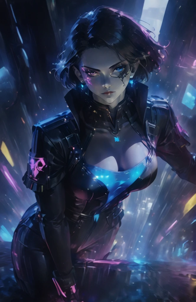 The text seems to describe a futuristic, cyberpunk-style scene. In this scene, there is a high-definition (HD) close-up of the face, with compact facial features and a deep background. The characters have color spray paint and tattoos on their bodies, and their faces are beautiful. The face is depicted in color and the eyes are white. From a deep perspective, the scene is a male character, as well as a sophisticated robot (boy robot). The final description is the background darkness.
white hair, dark pink eyes, spot under the right eye, long hair, black clothes
(masterpiece),((Highly detailed lblack short hair)),((expressive blue eyes)),(Highly detailed black biker outfit),deep cleavage,serious expression,extremely beautiful mature woman, milf,pale white skin,silver jewelry,best quality,cel shading,8K HD,highly detaild face, highly detaild eyes,flat color,(fullbody angle),high contrast,ufotable art style,contrapposto,white background
Tattoo Black Mask SKULL Black Eyepatch Best Quality, UHD, Quality, High Quality, Black Hair, Odd Eye Mesh Color Glowing Light, Cinematic Lighting, Chromatic