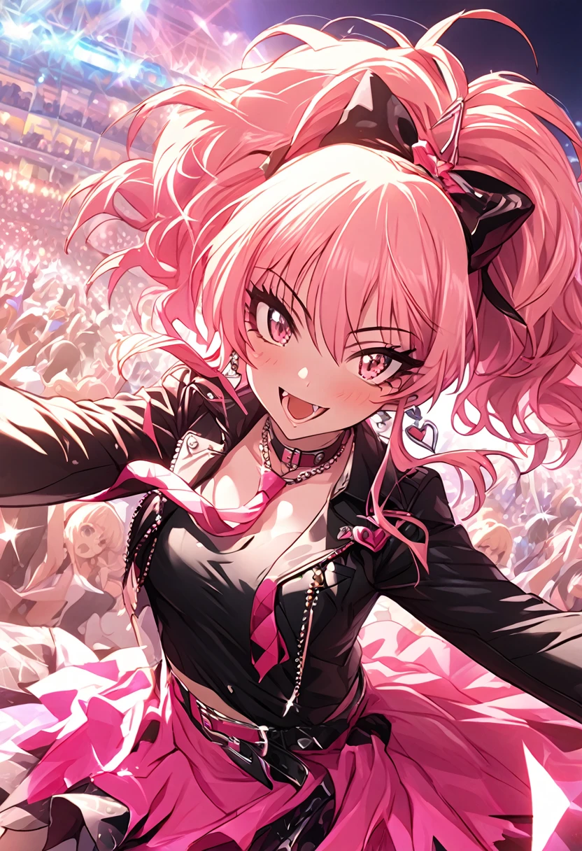 beautiful girl,jougasaki mika,pink hari,middle hair, super detail,  ATTENTION TO DETAILS, high quality, 最high quality,  Kampala,Idol,