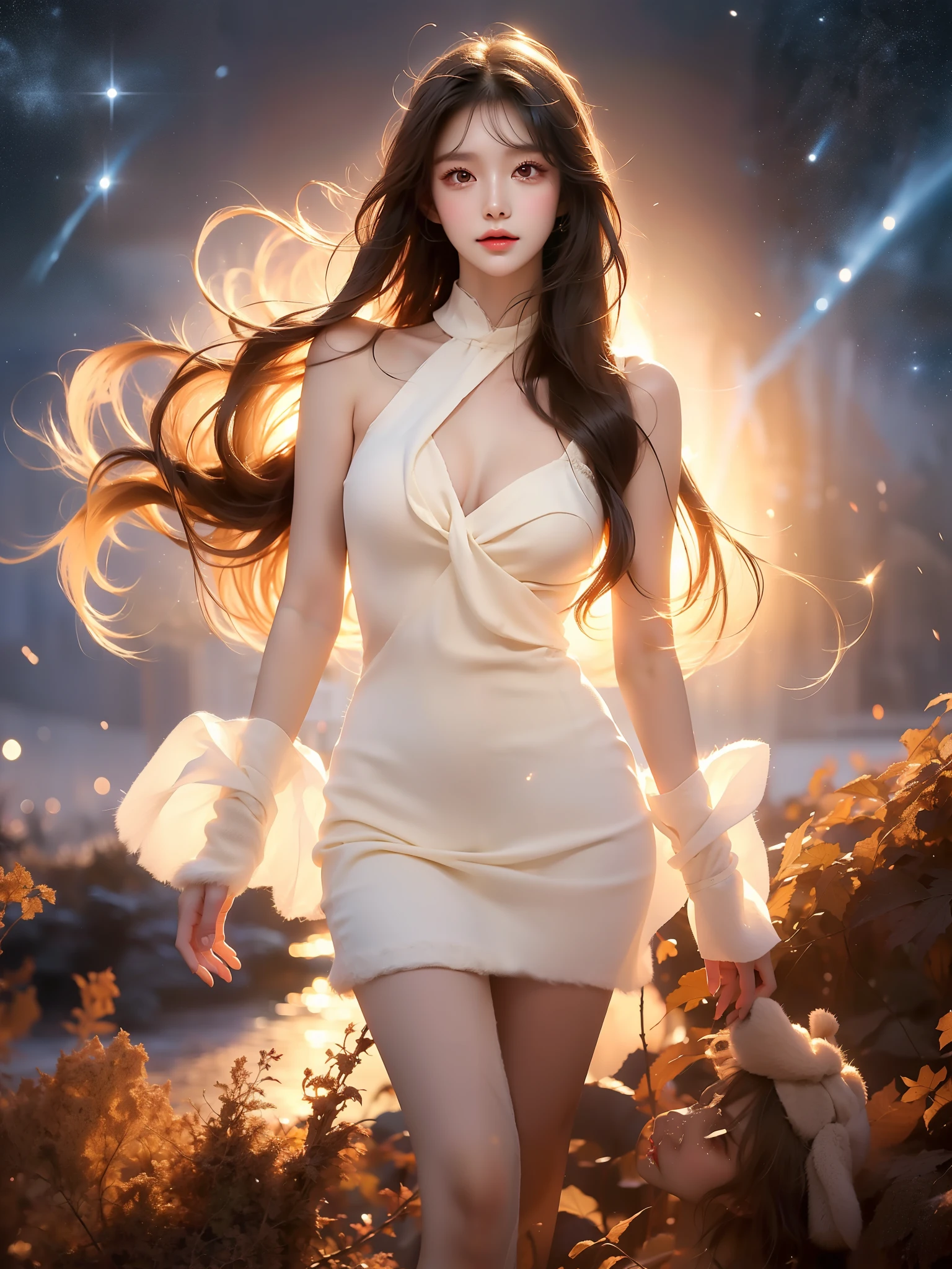 edgSDress
wearing edgSDress
check the prompts for more , (Asian beauty), ((full body)), ((Natural and elegant posture)), (night, starry sky, space scene), (slim athletic figure: 1.1), (visible cleavage: 0.8), (smooth skin, no deformities: 1.2), nvshen, relaxed posture, Sexy long legs, The hemlines are short, head tilted, charming smile, hands gently lifted hemline, long shaggy hair flowing, delicate features: (large bright eyes, long eyelashes: 1.1), mouth slightly upturned, expression gentle and confident, (fidelity: 1.1) 1.2), high detail, soft lighting, warm tones