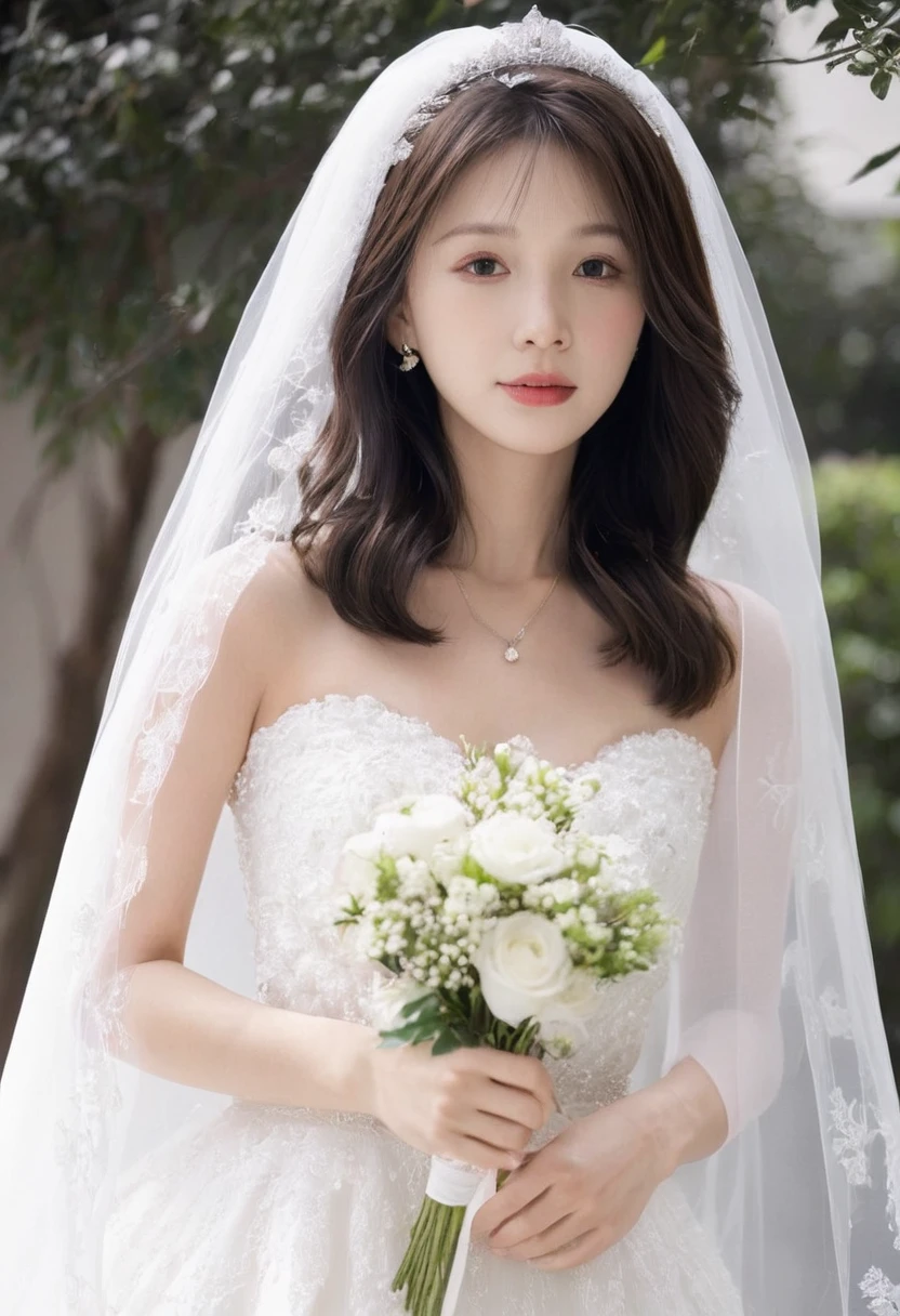 
20 years old、Wedding, Small breasts, , ((( white crystal clear wedding dress , Cape, Veil, )))  perfect bodies , whole body , Church Wedding、Various poses