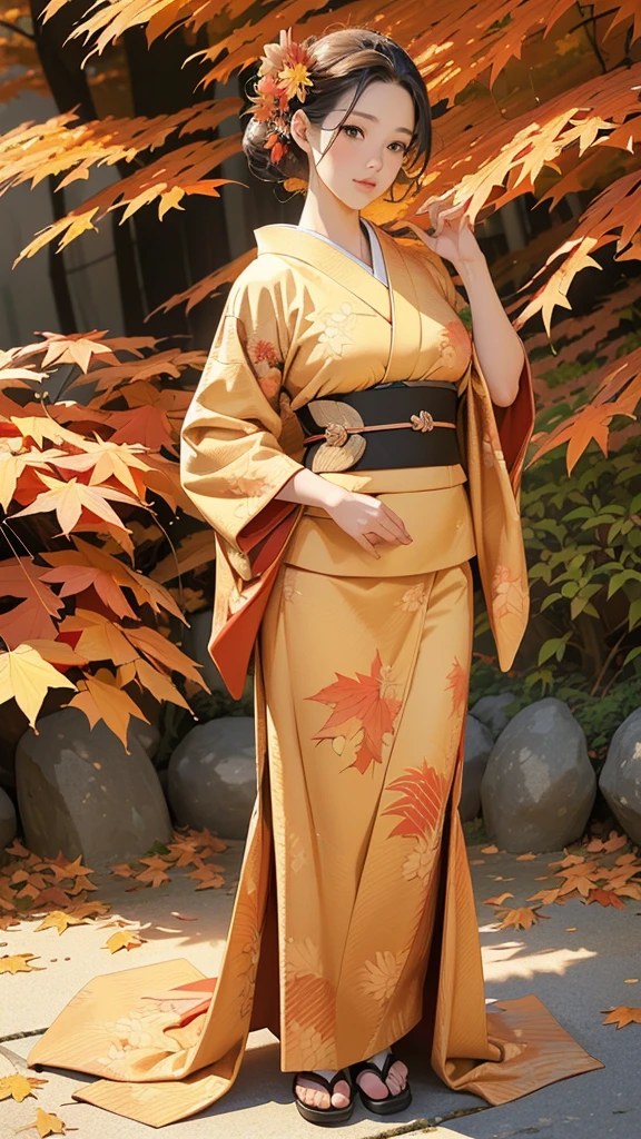 ((masterpiece, best quality, (((Realistic, Realistic:1.4))), 8K quality, romantic, (perfect anatomy), perfect )), (A woman, outstanding beauty, like as model, ), is standing with posing to camera,(((Autumn leaves are beautiful,amazing,awesome), Japan , Autumn :1.4, famous site )), (wearing, wearing edgJF_kimono, beautiful color patterns, special, perfect design and shape), artwork in the style of Gweitz, Gweitz, ((uncompromising detailed drawing background, autumn, Japan, Autumn leaves:1.2, amazing autumn leaves )), Highly detailed art gems, Style Art Germ, Gweitz masterpiece, Art James&#39; Style,
autumn setting,autumn trees and leaves