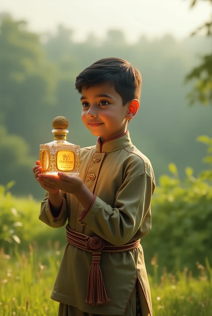 A Bangladeshi boy standing with a gorgeous perfume oil bottle in his ...