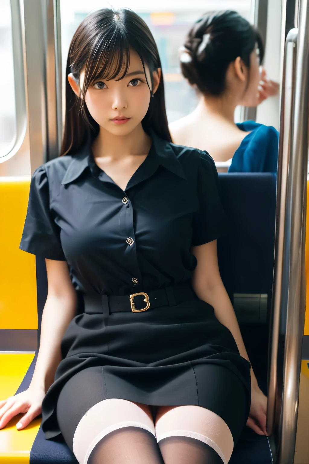 whole body、Are standing、One beautiful woman、Japanese Idols、18-year-old、White panties、Japanese 、sexy、Big Breasts、Long legs、Stylish、Black knee-high socks、highest quality、High quality、Facial details、short hair、Straight Hair、Brown eyes、Japanese Trains
