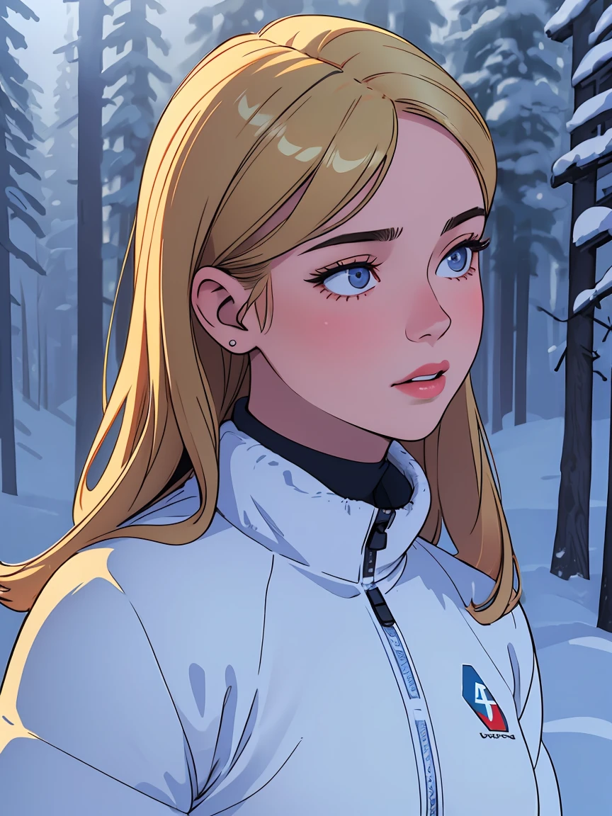 cinematic, 1girl, Nino Nakano, beautiful detailed eyes, beautiful detailed lips, extremely detailed face, long eyelashes, athletic,  sports outfit, christmas pine forest, snow, snowy landscape, icy, winter, beautiful detailed background, dramatic lighting, cinematic lighting, chiaroscuro, dramatic colors, vibrant colors, (best quality,4k,8k,highres,masterpiece:1.2),ultra-detailed,(realistic,photorealistic,photo-realistic:1.37)