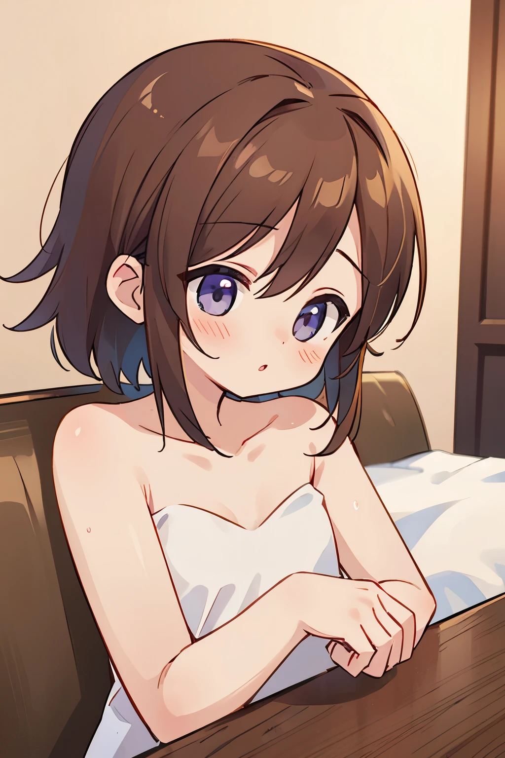 1girl, anime_coloring, black_eyes, brown_hair, choker, short_hair, smile, solo, style_parody,  / nsfw,((one man and one woman,having sex)),lying down,pcmisora,head,Ahegao,Highest image quality,masterpiece