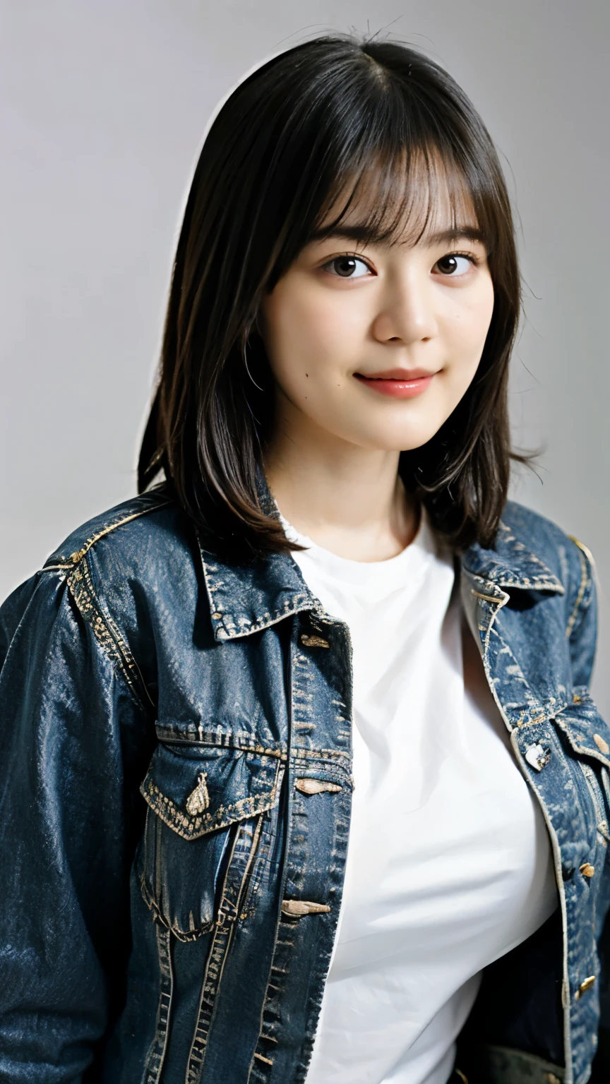 Big Breasts　Busty　Denim jacket