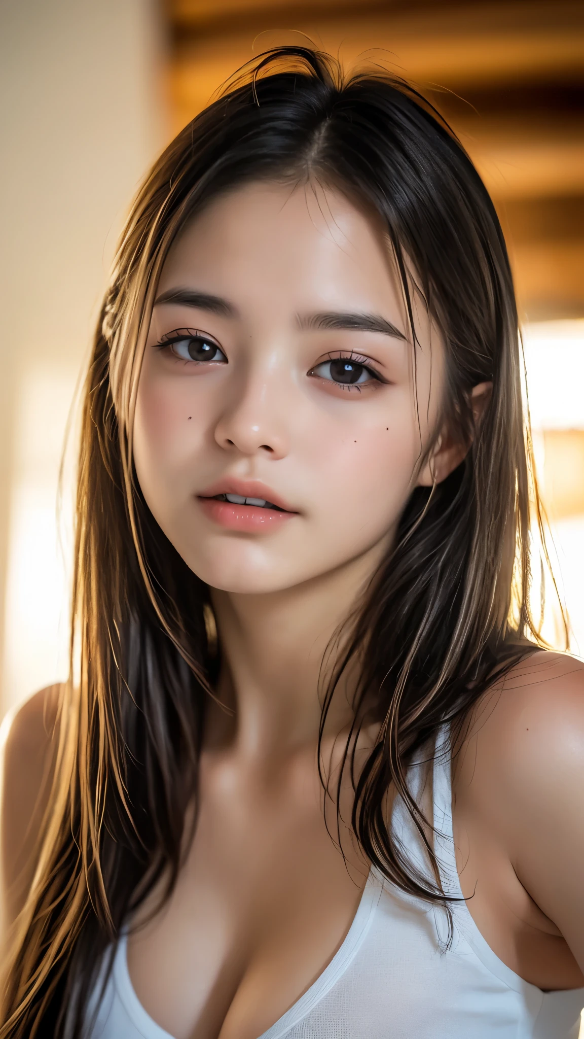 (8k, RAW Photos, best quality , Kampala:1.1), (超Realisticな:1.4),(Realistic, Realistic:1.3), 18 years old, teenage, Face, Baby anese Beauty, Rhythmic Gymnastics Club, rhythmic gymnastics uniform, (( upper body:1.3)), (Gaze at the viewer:1.2), (Beautiful small face, beautiful eyes, High nose, Moisturizing Lips, cute colored lip gloss ), ( toned waist ), ((Beautiful breasts, Fascinating Cleavage)), ((Beautiful Skin)), ( body line like a model), (((Japanese and European half ))), ( detailed eyes and faces that resist tentacles:1.3, Professional photography, Accurate Shadows), ( Perfect Anatomy:1.2), (((Beautiful girl with a strong sexual desire, Seductive look)))