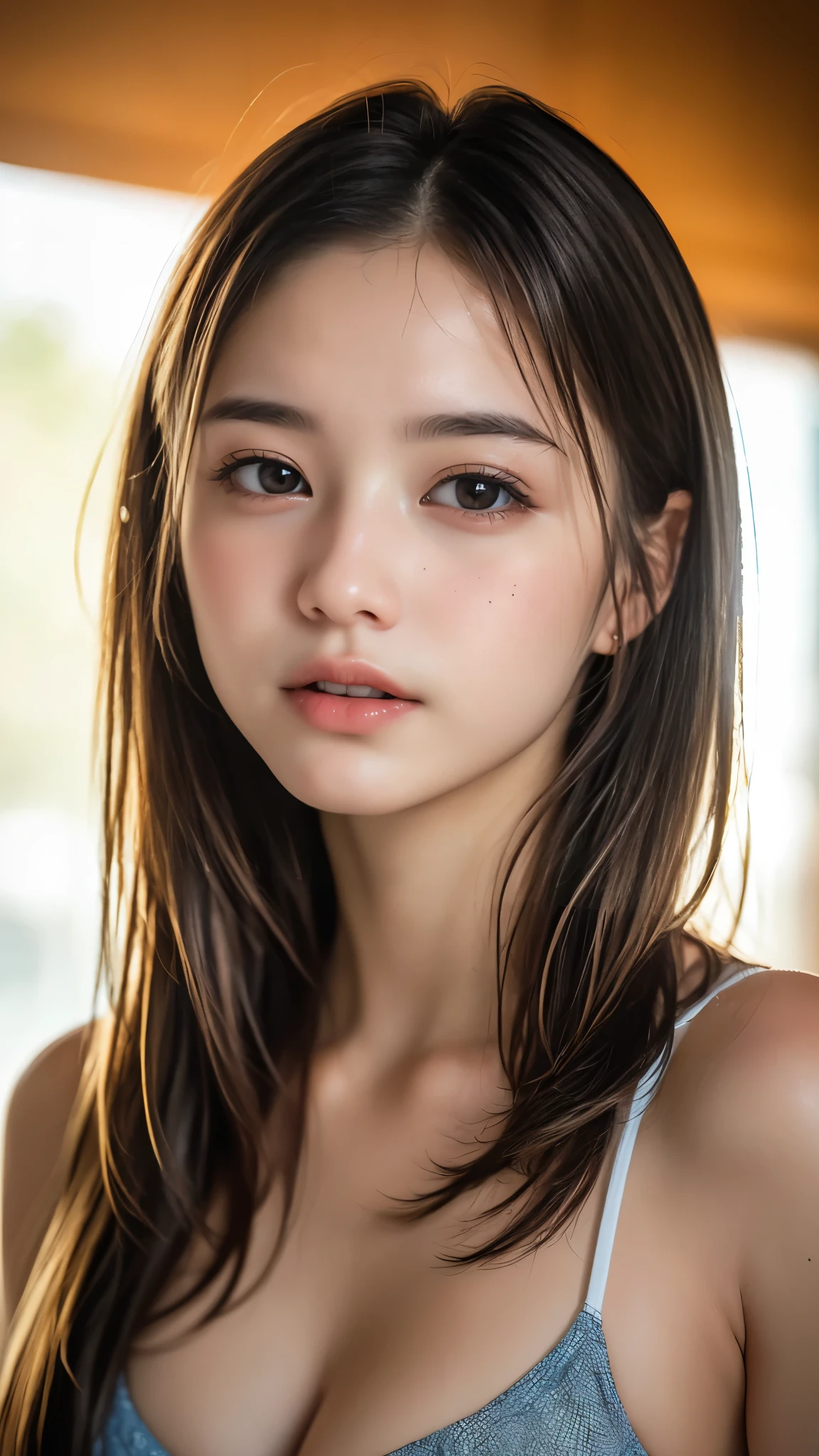 (8k, RAW Photos,  best quality ,  Kampala:1.1), (超Realisticな:1.4),(Realistic, Realistic:1.3), 18 years old, teenage, Young Face, Baby Face, Japanese Beauty, Rhythmic Gymnastics Club,  rhythmic gymnastics uniform, (( upper body:1.3)), (Gaze at the viewer:1.2), (Beautiful small face,  beautiful eyes, High nose, Moisturizing Lips,  cute colored lip gloss ), ( toned waist ), ((Beautiful breasts, Fascinating Cleavage)), ((Beautiful Skin)), ( body line like a model), (((Japanese and European half ))), ( detailed eyes and faces that resist tentacles:1.3, Professional photography, Accurate Shadows), ( Perfect Anatomy:1.2), (((Beautiful girl with a strong sexual desire, Seductive look)))