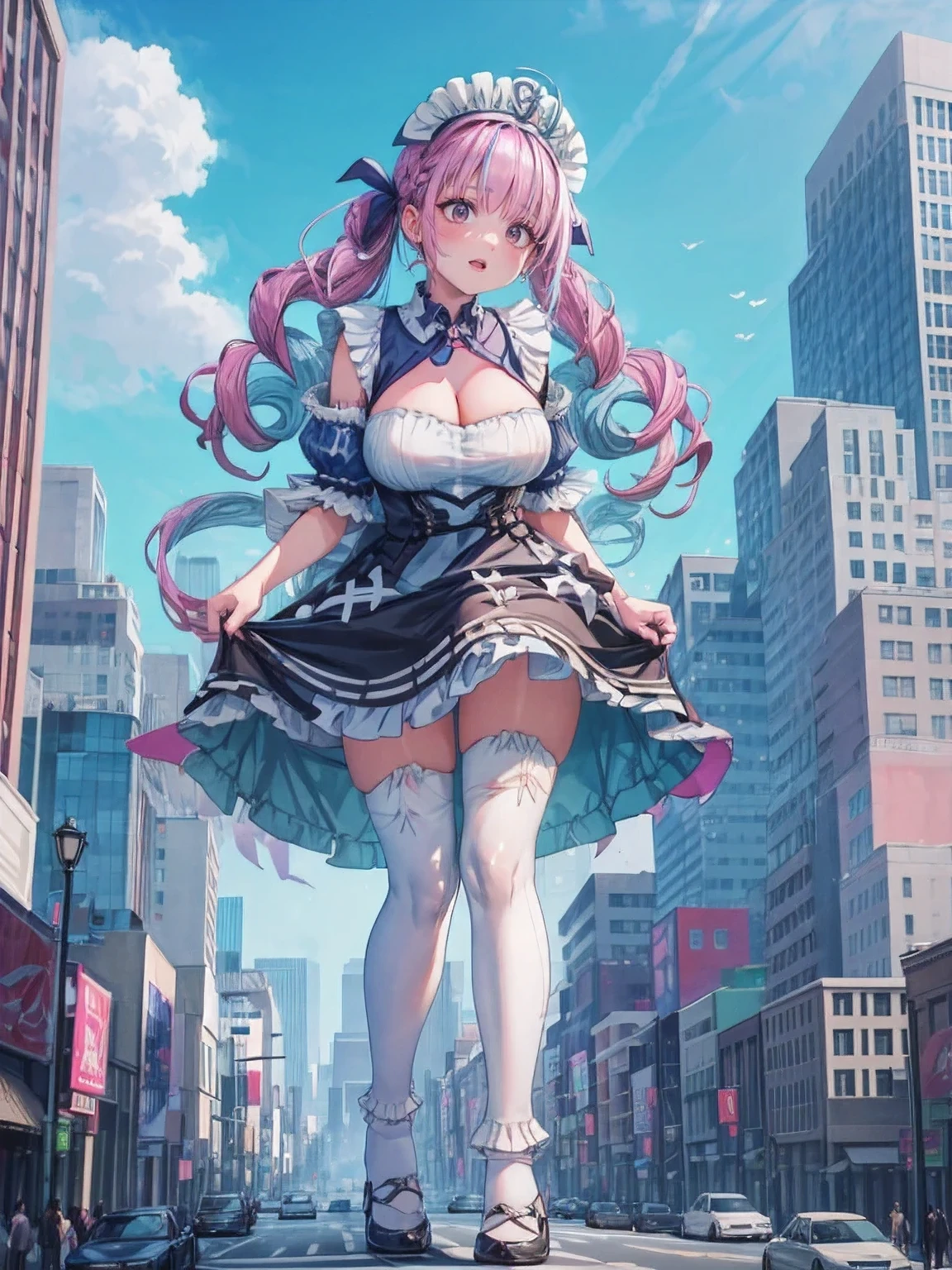 Big Breasts、Plump thighs、((Girl in a giant maid outfit)) (((A giant girl is walking between buildings)))
Composition Seen from Below Blue Sky , Thundercloud, sunlight, masterpiece Anime-style delicate painting 4K 90s Huge Multiple crowds Crowd in a metropolis Many people Black hair
Big city Expressway, 高架道路, Skyscraper district, giant, giant girl, metropolis, 建物の谷, socks,
GTS, giant female giant, giant girl in the 建物の谷, Skyscraper district, metropolis,GTS, giant giant, 建物の谷にいる巨大な女の子, Skyscraper district, metropolis,