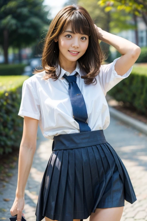 ( best quality , 8k), A strong wind is blowing, Office District,  pleated miniskirt, (The skirt is flipped up:1.1),  sexy panties, 