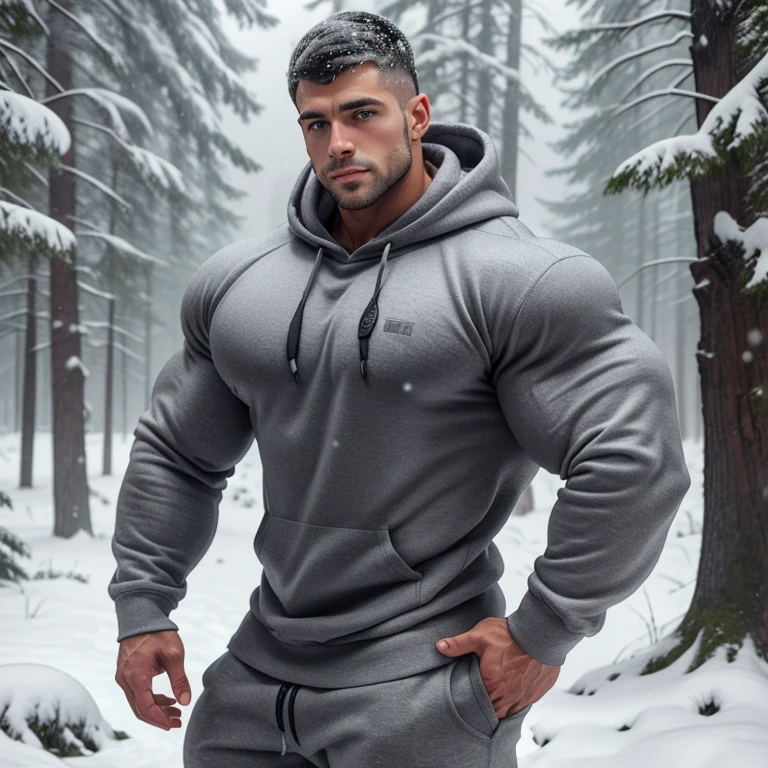 Hombres en la nieve, latinos guapos, en boxers,  con un bulto muy grande y largo en la entrepierna, y se tiene que ver la cara.