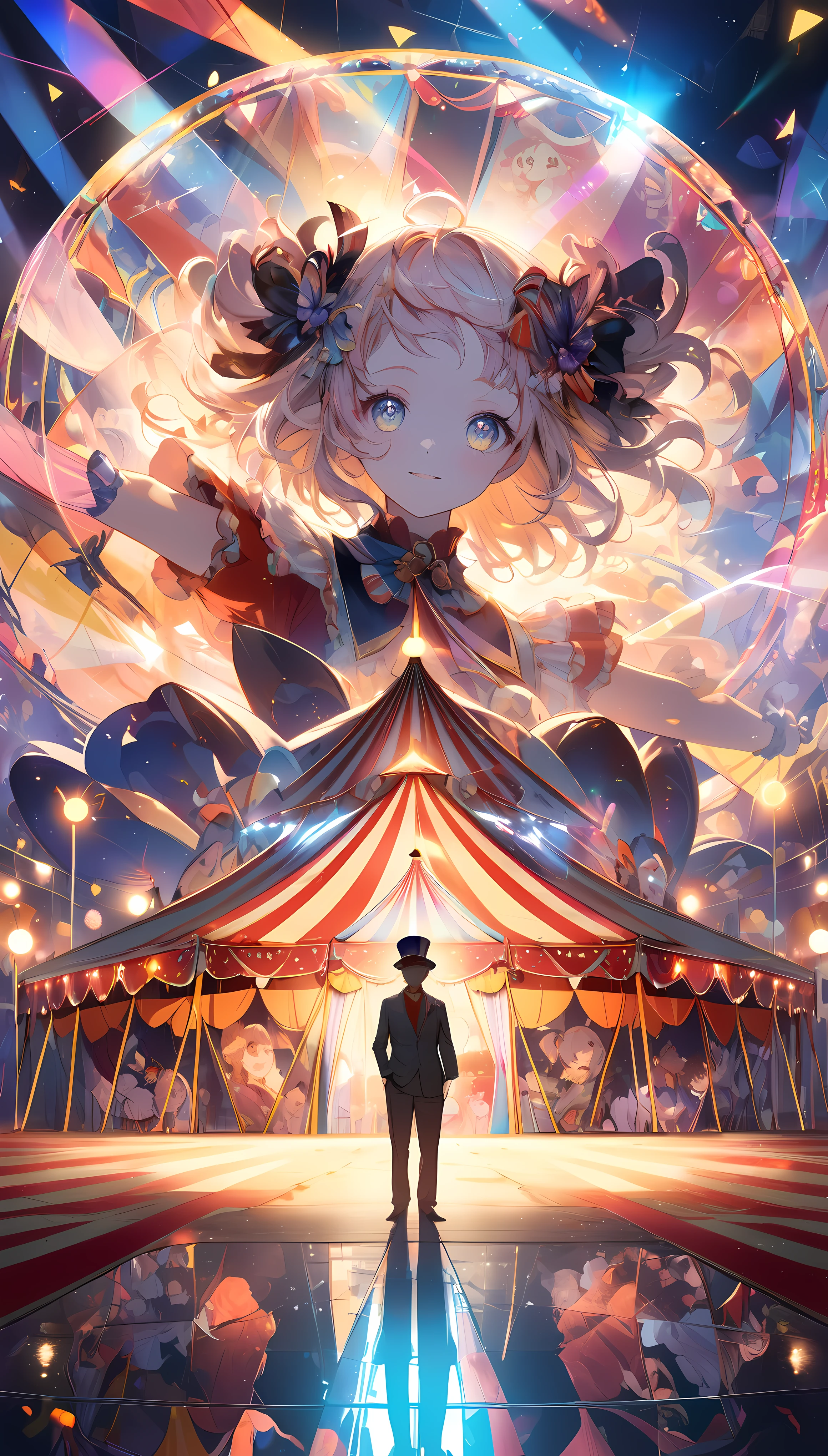  CIRCUS,  Ultra Clear Iris Illustration ,  Overlayer Blending of Transparent Glow ,  Overlays with Multiple Exposures Too Absurd Aesthetic Expression,  dynamic 