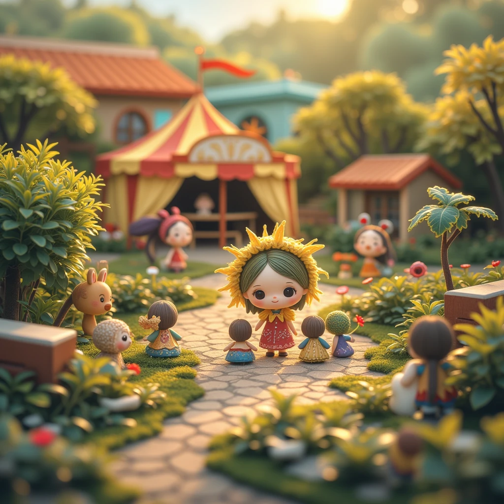 Super cute clay world，Isometric view of Circus , cute clay stop-motion animation,Features,Tilt action,Excellent lighting effects,landscape,3D,Brush Rendering,3D Effects, super detailed 