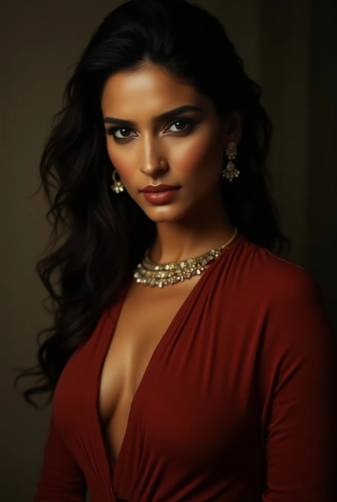 indian bhabi matured, sexy facial features and seductive look. wearing a saree with bra. busty body. busty milf. closeup look