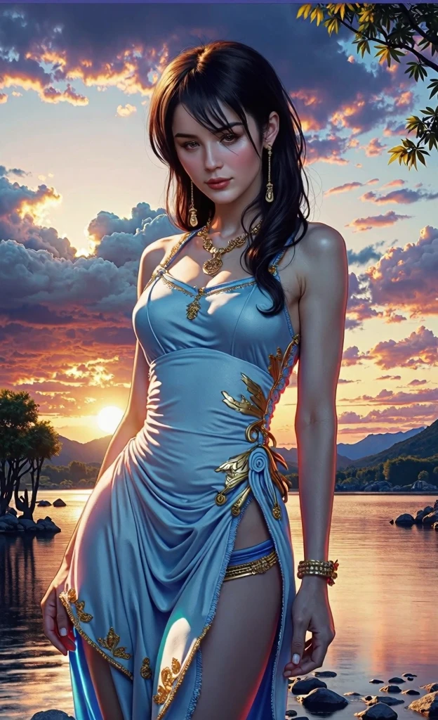 ((realistic:1.5)),((best quality)), ((masterpiece)),((detailed)),2girls,duo,{2 beautiful female}, (upper body:1.3),hugging and touching each other, teasing her friend's waist, gasping friend, biting her friend's ear lobe, squatting,super-wide-angle lens,face focus,long legs,curvy, barefoot, medium breasts, open cleavage,long black hair,floting hair,long eyelashes, (detailed face,beautiful eye, detailed pupilss,detailed clothes features, clear background:1.3), (Bindi,Jhumkas:1.3),mysterious ancient ruin, lush forests, deep canyons,bridge,river,cliff,cloud,lakes,rock,waterfalls, flowers, grass,vine,tree,bright details,sharp,perfect composistion, Intricate, Sharp focus, dramatic,
