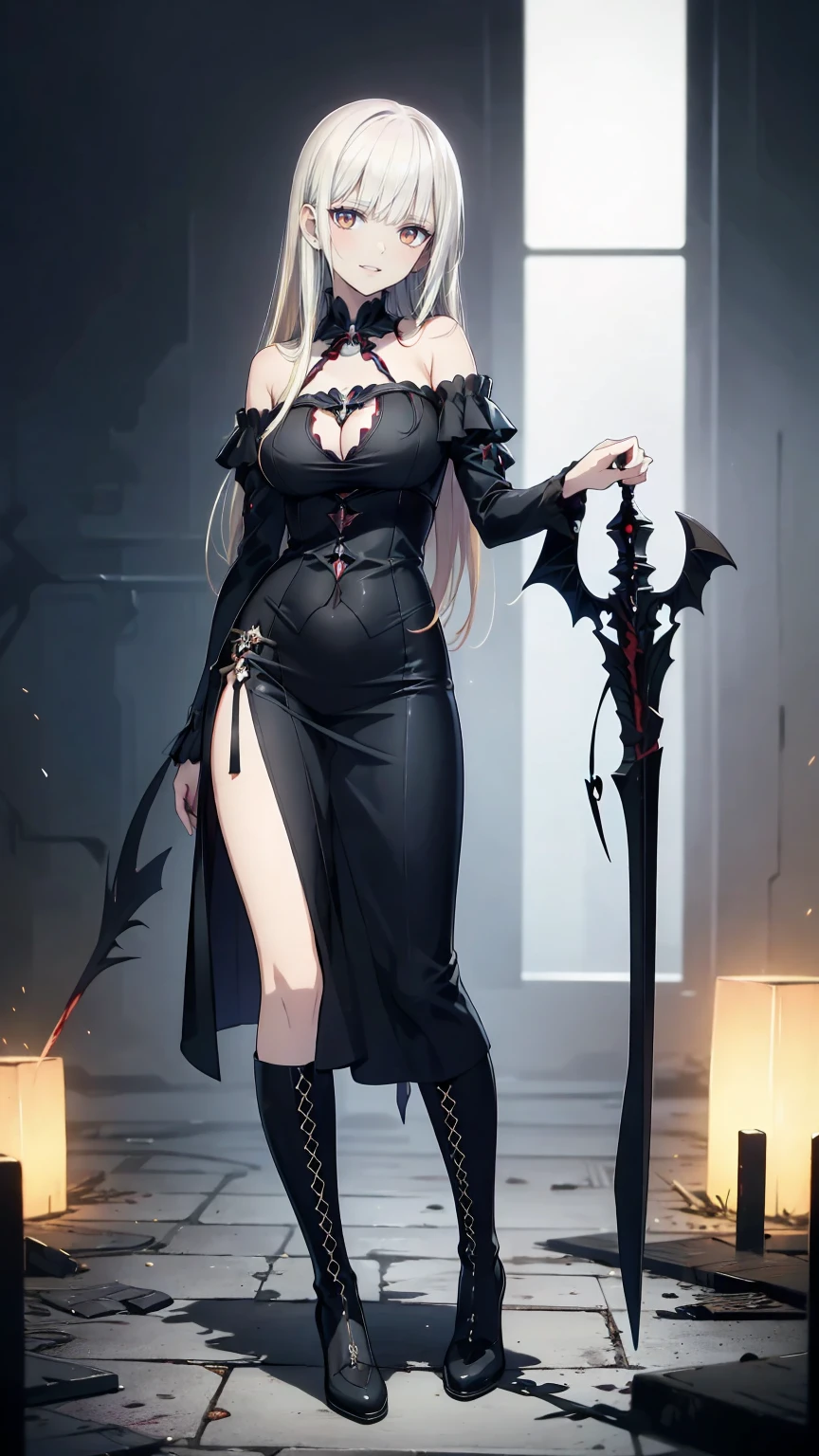 Shaded face　、beautiful girl、とてもcute天使、Pink Gothic FaShion、cute、baby face、Smile、Long Skirt、Black long bootS、.(HigheSt quality,4K,High reSolution,maSterpiece:1.2), very detailed ,RealiStic:1.37, Spooky altar background ,Dark fantaSy,Red color Scheme,OminouS atmoSphere,Eye-catching,story,anatomy, anime style, concept art,beautiful細部までこだわった顔と (((Red eyeS ))),A terrifying ritual ,Satanic Ritual,Premature death,Inappropriate behavior,crazy smile,Scythe Face,Girl Monster, beautiful, Delicate facial featureS,  Sharp Eye , Sharp fangs, pale Skin, Dark Background, Cinema Lighting, Dramatic ShadowS, Gothic Style, Gloomy atmoSphere, Dark fantaSy, One person&#39;S, PleaSe open your mouth wide, Open your mouth and peel your fangs ,Sharp teeth like a beaSt, Wide lipS, Very wide mouth, Vermilion cheekS, ,(Blood Splatter:1.4),Scary Smile, Smile,Angel DeSign, TwiSted Smile、Bloody、Head bleeding,,,,,、Blood Splatter、,(Blood Splatter:1.4),Skull,Devil&#39;s Spear,Horror Style, ((FantaSy Sweet Ta Frill Pink CoStume)), ((Flowing blonde hair)), ,(Blood Splatter:1.4),Female curveS, Sexy flat Stomach, Perfect handS, Perfect anime face, (Pink Tata DreSS)), Are Standing, ((Evil smile)), ,(Blood Splatter:1.4), Steam circulateS, Moonlight Illumination, night lighting, (Blood Splatter:1.6),Anime Angel Design, TwiSted Smile、Bloody、Head bleeding,,,,,、Blood Splatter、,(Blood Splatter:1.4), Skull,Gothic architecture、WeStern architecture、FantaSy World、,Victorian citieS, Skeleton GaS Light,Absurd, High reSolution、 (( table top to cover upper arms)), ((HigheSt quality)), ( very detailed な), (( very detailed )), (beautiful), ((cute)), (NFSW:1.8), Alone,(:1.6)、(world&#39;The moSt terrifying and creepy demon girl:1.5)beautiful face、Full body Ezbian、pale, beautiful肌、beautiful金の髪、Smile gently、Dark building ruinS、(Snow white&#39;Frill dreSS:1.3)、(The dark ruinS are Stained with blood:1.3)、Low angle full body Shot、(The girl is standing in a pool of blood:1.5)、(The ground iS :1.3)、(The girl loSt a lot of blood....:1.3)、(crazy smile:1.6)、SpiritS、(Blood dripping from the mouth:1.3)、
