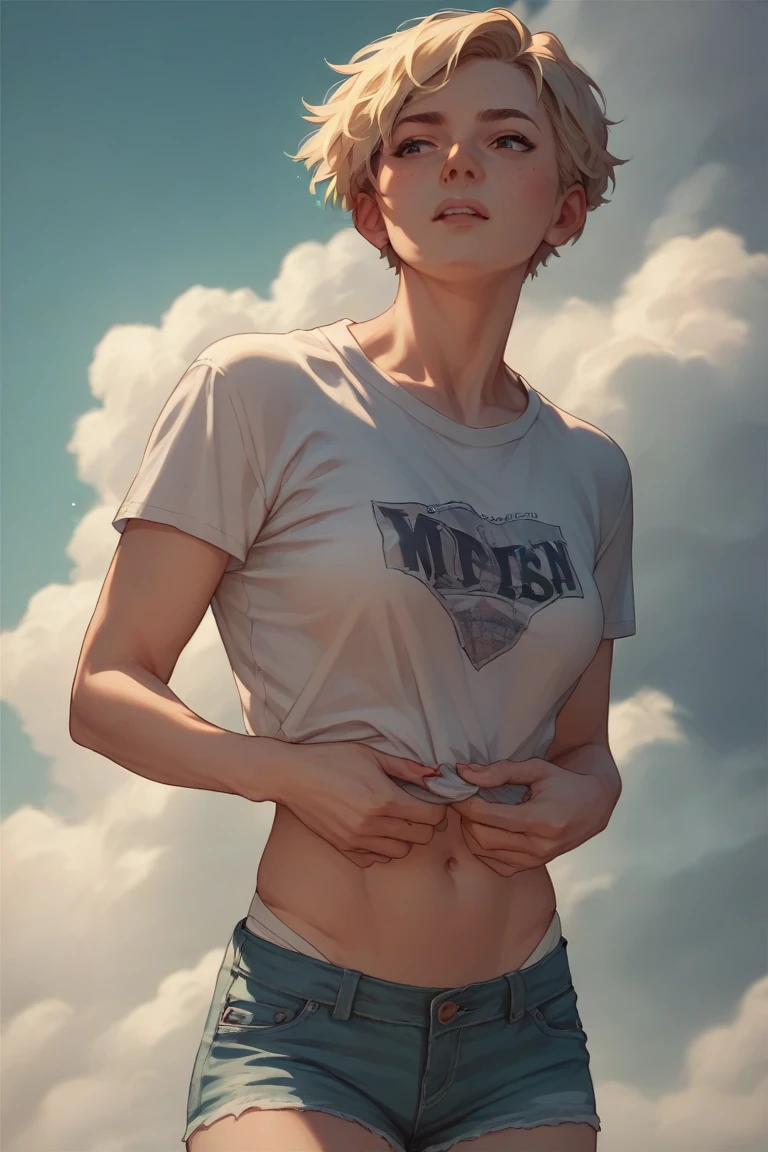 Oily painting, Justin Bieber art antique white+bisque watercolor, attractive uncovered male figure, full-length silhouette, image of insidious seduction, Young man 19 years old In a tight, thin leotard, Large voluminous elastic lush buttocks are exposed, torn fabric