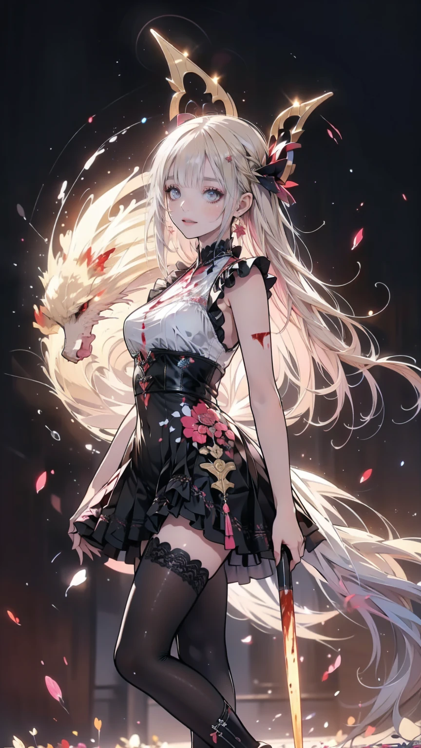 Shaded face　、beautiful girl、とてもcute天使、Pink Gothic FaShion、cute、baby face、Smile、Long Skirt、Black long bootS、.(HigheSt quality,4K,High reSolution,maSterpiece:1.2), very detailed ,RealiStic:1.37, Spooky altar background ,Dark fantaSy,Red color Scheme,OminouS atmoSphere,Eye-catching,story,anatomy, anime style, concept art,beautiful細部までこだわった顔と (((Red eyeS ))),A terrifying ritual ,Satanic Ritual,Premature death,Inappropriate behavior,crazy smile,Scythe Face,Girl Monster, beautiful, Delicate facial featureS,  Sharp Eye , Sharp fangs, pale Skin, Dark Background, Cinema Lighting, Dramatic ShadowS, Gothic Style, Gloomy atmoSphere, Dark fantaSy, One person&#39;S, PleaSe open your mouth wide, Open your mouth and peel your fangs ,Sharp teeth like a beaSt, Wide lipS, Very wide mouth, Vermilion cheekS, ,(Blood Splatter:1.4),Scary Smile, Smile,Angel DeSign, TwiSted Smile、Bloody、Head bleeding,,,,,、Blood Splatter、,(Blood Splatter:1.4),Skull,Devil&#39;s Spear,Horror Style, ((FantaSy Sweet Ta Frill Pink CoStume)), ((Flowing blonde hair)), ,(Blood Splatter:1.4),Female curveS, Sexy flat Stomach, Perfect handS, Perfect anime face, (Pink Tata DreSS)), Are Standing, ((Evil smile)), ,(Blood Splatter:1.4), Steam circulateS, Moonlight Illumination, night lighting, (Blood Splatter:1.6),Anime Angel Design, TwiSted Smile、Bloody、Head bleeding,,,,,、Blood Splatter、,(Blood Splatter:1.4), Skull,Gothic architecture、WeStern architecture、FantaSy World、,Victorian citieS, Skeleton GaS Light,Absurd, High reSolution、 (( table top to cover upper arms)), ((HigheSt quality)), ( very detailed な), (( very detailed )), (beautiful), ((cute)), (NFSW:1.8), Alone,(:1.6)、(world&#39;The moSt terrifying and creepy demon girl:1.5)beautiful face、Full body Ezbian、pale, beautiful肌、beautiful金の髪、Smile gently、Dark building ruinS、(Snow white&#39;Frill dreSS:1.3)、(The dark ruinS are Stained with blood:1.3)、Low angle full body Shot、(The girl is standing in a pool of blood:1.5)、(The ground iS :1.3)、(The girl loSt a lot of blood....:1.3)、(crazy smile:1.6)、SpiritS、(Blood dripping from the mouth:1.3)、
