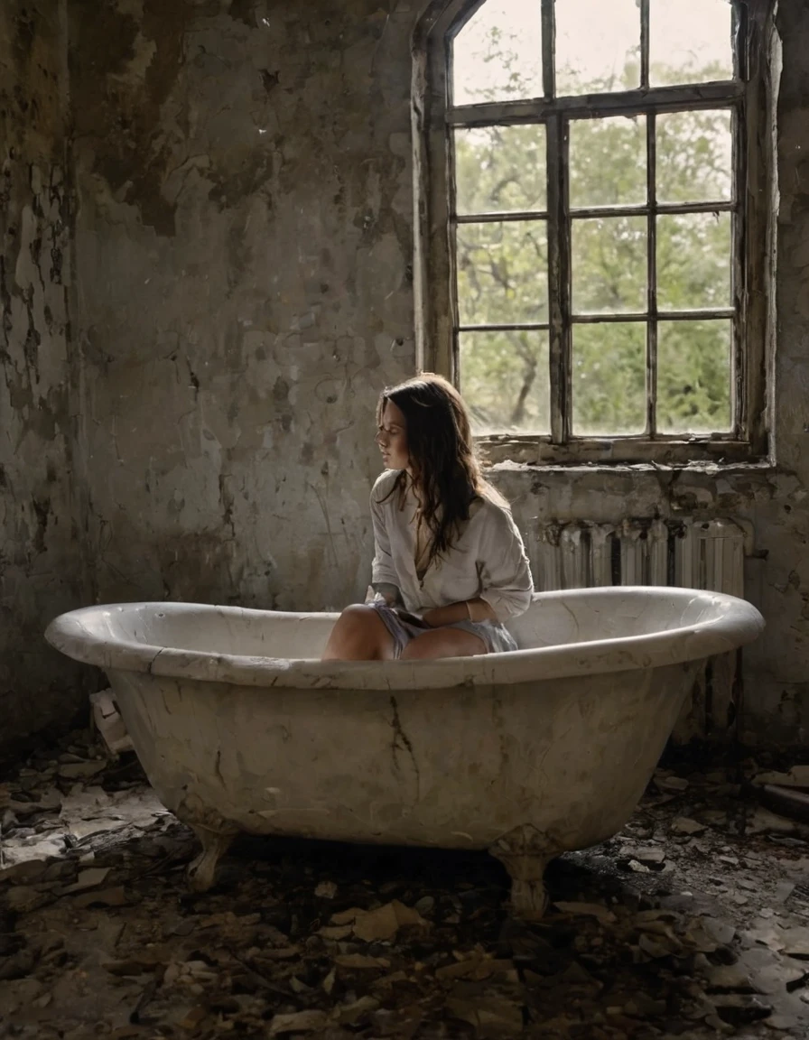 In this captivating visual tableau, the young woman occupies a battered bathtub, embodying a sense of tranquility that stands in stark contrast to her dilapidated surroundings. The bathroom, cloaked in dim light, tells a story of neglect and decay. Cracked tiles form a grimy mosaic underfoot, while the walls bear the scars of time—faded graffiti whispering random thoughts and symbols of a once-vibrant past.
Cobwebs drape lazily in the corners, their presence a testament to the abandonment that pervades the space. A small gecko clings to the smooth surface of a tile, frozen in time, while three tiny mice flit furtively along the edges—quick shadows that blend seamlessly into the room’s murky corners. The frail light that filters through the grime-laden window casts long, haunting shadows, heightening the eerie ambiance.
Yet amidst this decay, the young woman’s serenity is striking. Her pale skin glows softly in the dim light, and her composed expression suggests an inner strength that defies the harshness of her environment. She is an embodiment of resilience, a contrast to the desolation around her. This juxtaposition of beauty against a backdrop of ruin transforms the scene into a powerful commentary on isolation and human vulnerability.
It's a poignant exploration of the human spirit, caught in a world that often feels unwelcoming and harsh. The bathtub, though uninviting, becomes a sanctuary—a place of quiet reflection amid chaos. This piece serves as a reminder that even in the most desolate circumstances, grace and strength can endure, making it a compelling work of art that resonates deeply with themes of survival and hope.
Get smarter answer from GPT-4o