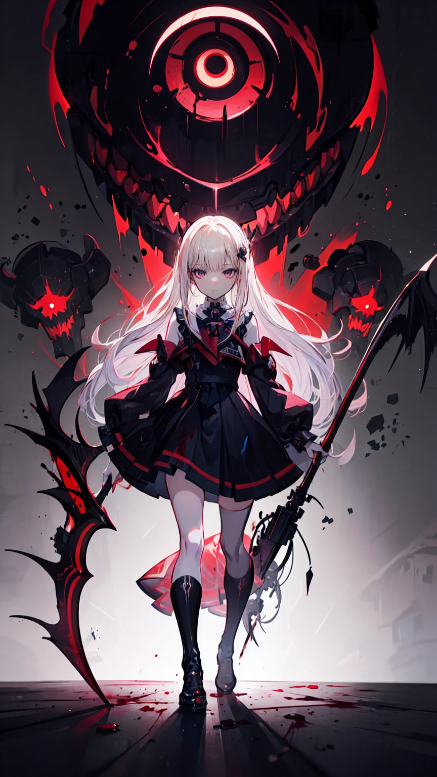 Shaded face　、beautiful girl、とてもcute天使、Pink Gothic FaShion、cute、、Smile、Long Skirt、Black long bootS、.(HigheSt quality,4K,High reSolution,maSterpiece:1.2), very detailed ,RealiStic:1.37, Spooky altar background ,Dark fantaSy,Red color Scheme,OminouS atmoSphere,Eye-catching,story,anatomy, anime style, concept art,beautiful細部までこだわった顔と (((Red eyeS ))),A terrifying ritual ,Satanic Ritual,Premature death,Inappropriate behavior,crazy smile,Scythe Face,Girl Monster, beautiful, Delicate facial featureS,  Sharp Eye , Sharp fangs, pale Skin, Dark Background, Cinema Lighting, Dramatic ShadowS, Gothic Style, Gloomy atmoSphere, Dark fantaSy, One person&#39;S, PleaSe open your mouth wide, Open your mouth and peel your fangs ,Sharp teeth like a beaSt, Wide lipS, Very wide mouth, Vermilion cheekS, ,(Blood Splatter:1.4),Scary Smile, Smile,Angel DeSign, TwiSted Smile、Bloody、Head bleeding,,,,,、Blood Splatter、,(Blood Splatter:1.4),Skull,Devil&#39;s Spear,Horror Style, ((FantaSy Sweet Ta Frill Pink CoStume)), ((Flowing blonde hair)), ,(Blood Splatter:1.4),Female curveS, Sexy flat Stomach, Perfect handS, Perfect anime face, (Pink Tata DreSS)), Are Standing, ((Evil smile)), ,(Blood Splatter:1.4), Steam circulateS, Moonlight Illumination, night lighting, (Blood Splatter:1.6),Anime Angel Design, TwiSted Smile、Bloody、Head bleeding,,,,,、Blood Splatter、,(Blood Splatter:1.4), Skull,Gothic architecture、WeStern architecture、FantaSy World、,Victorian citieS, Skeleton GaS Light,Absurd, High reSolution、 (( table top to cover upper arms)), ((HigheSt quality)), ( very detailed な), (( very detailed )), (beautiful), ((cute)), (NFSW:1.8), Alone,(:1.6)、(world&#39;The moSt terrifying and creepy demon girl:1.5)beautiful face、Full body Ezbian、pale, beautiful肌、beautiful金の髪、Smile gently、Dark building ruinS、(Snow white&#39;Frill dreSS:1.3)、(The dark ruinS are Stained with blood:1.3)、Low angle full body Shot、(The girl is standing in a pool of blood:1.5)、(The ground iS :1.3)、(The girl loSt a lot of blood....:1.3)、(crazy smile:1.6)、SpiritS、(Blood dripping from the mouth:1.3)、
