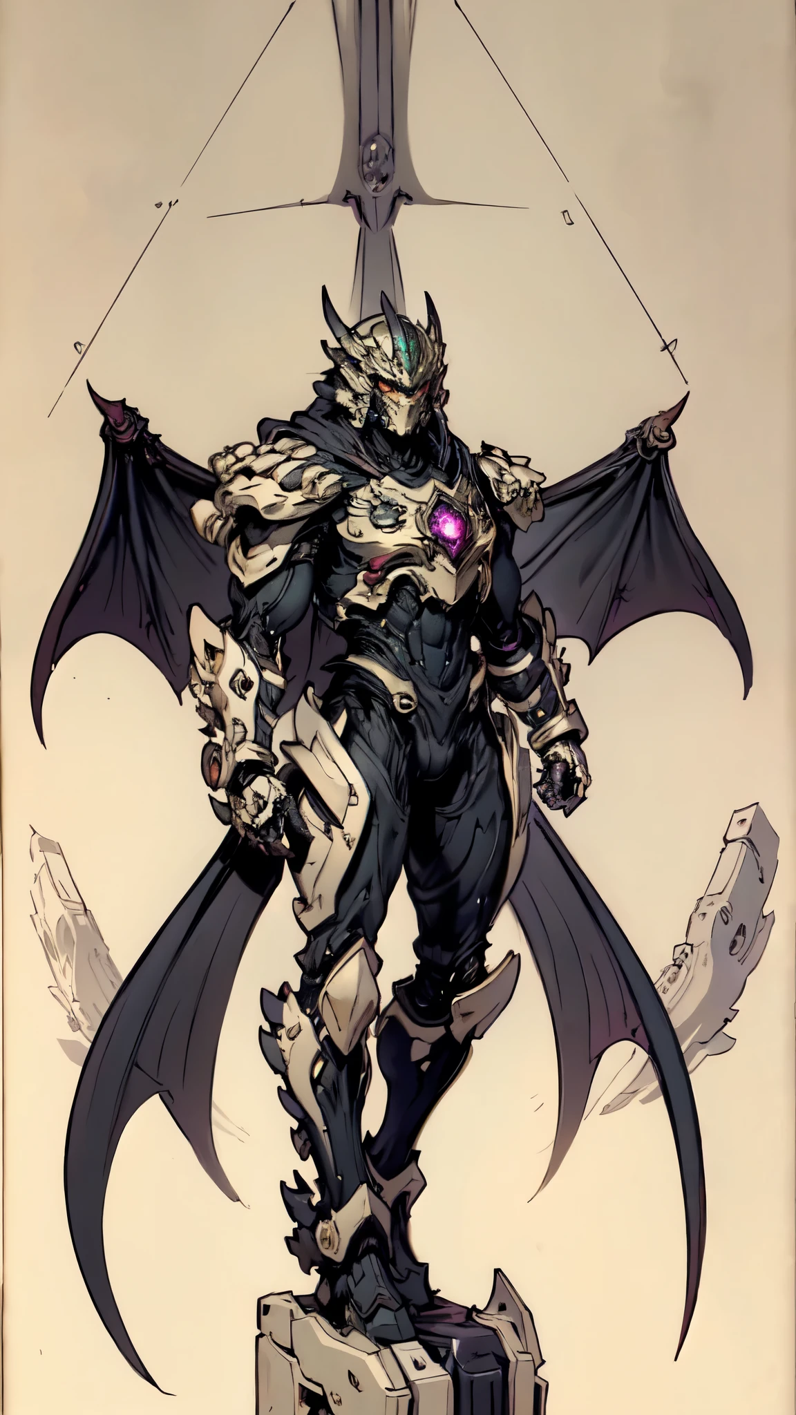 (masterpiece:1.5, best quality:1.5, extremely delicate:1.5, dynamic angle:1.5), ((male:1.5)), Biomimetic humanoid Mecha, green eyes, fully enclosed shoulder guards, matching arm and leg guards, gemstone, full body, full armor, the design balances heavy with agility, organic biotech armor, (the color scheme is primarily Golden and Red with Black and White accents, concept Inspired by Bat, glowing eyes, the armor glows), standing, floating high above the futuristic sci-fi city, a finely crafted Super robot in anime style, exquisite and mature art style, metallic, dramatic, high definition, highres, ultra-detailed, ultra-fine painting, professional, anatomically correct, symmetrical face, extremely detailed eyes and face, high quality eyes, creativity, RAW photo, UHD, 32k, Natural light, cinematic lighting, (masterpiece-anatomy-perfect:1.2)