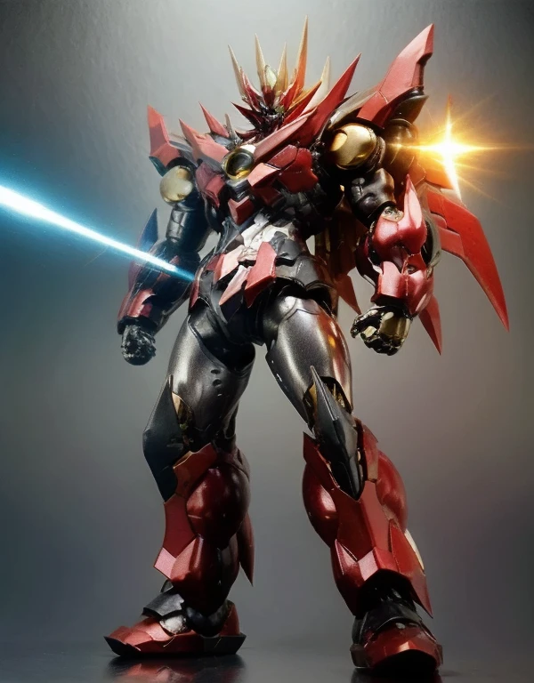 Humanoid Mecha, Fully enclosed shoulder guards, Matching arm and leg guards, whole body, Full Armor, Super Robot, Robust and agile design, ( the concept Inspired by Super Robot, Lion concept chest armor, Temporarily stop, Standing, Floating above a futuristic sci-fi city), Exquisite and mature art style, (Aura effect, Energy, Glowing Eyes, Armor Shines), ((ＳＲＳ)), metallic, dramatic, High resolution, Best Quality, High resolution, Very detailed, Ultra-fine painting, Very delicate, professional, Perfect body professional potion, Anatomically correct, Symmetrical face, Very detailed目と顔, High quality eyes, creativity, RAW Photos, 超High resolution, 32K, Natural Light, Cinema Lighting, masterpiece-anatomy-perfect, masterpiece:1.5