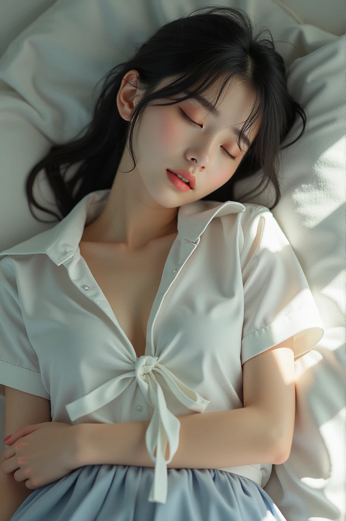 Browsing Caution:0.8、Brown Hair、short hair、Sleep habits、40s Japanese women、Beautiful Face、Front-opening pajamas、((No underwear on))、(((Sleeping)))、(Wearing different pajamas)、Boyish 1、Vibrant、((I can see your pants))、She is wearing long pants、((Clothes are disheveled))、((lack of sleep))、Pajamas are unbuttoned、Correct number of limbs、I took off my pants、((Delicate painting)),(Detailed RAW photos), (The pieces fly:1.25), (Highest quality:1.6), (Ultra-high resolution:1.5), 8k resolution,:1.6), Canon EOS R5, 50mm, Confused, Very detailed,Cinema Lighting、Realistic nipples