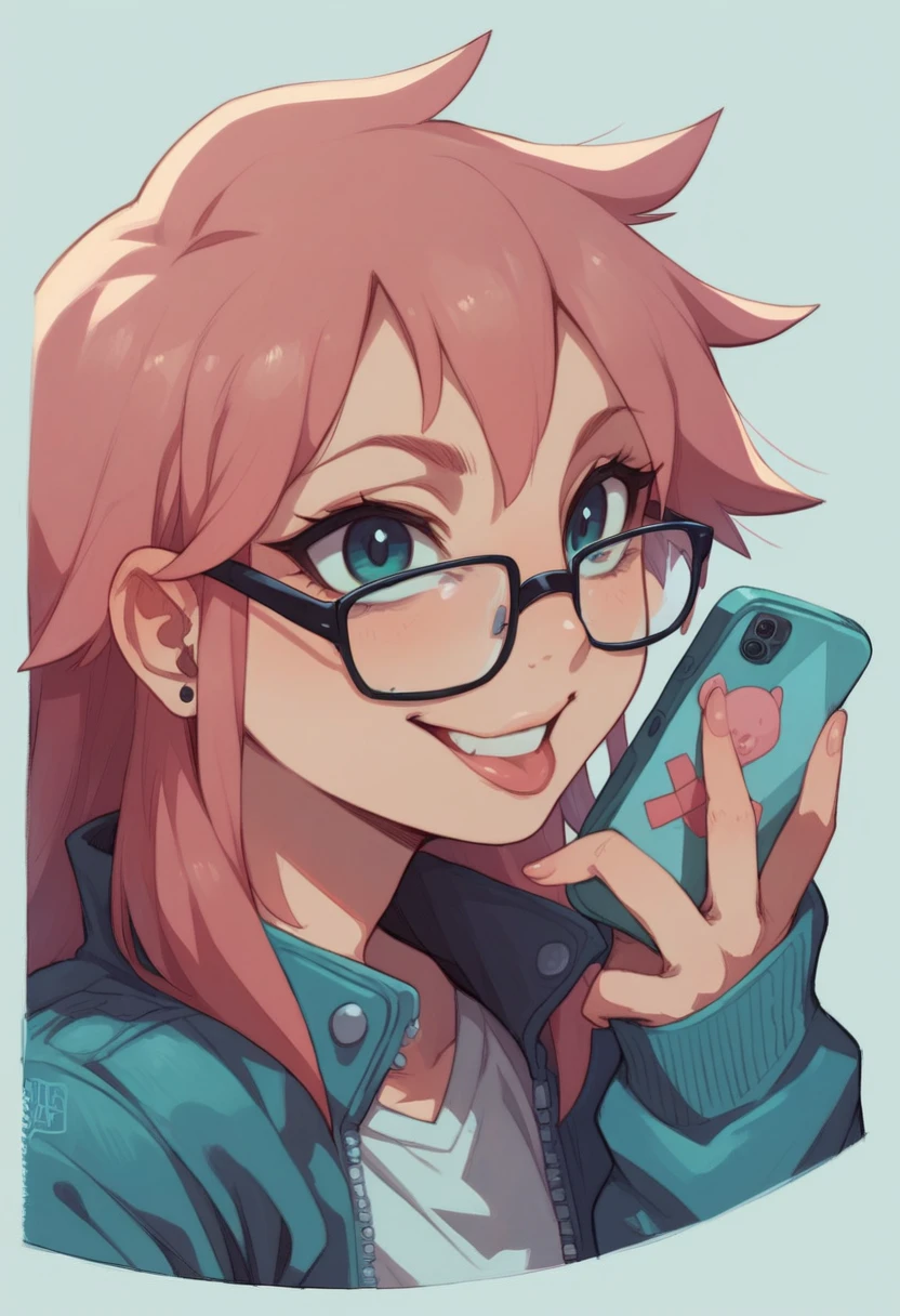 a drawing of a woman with a jacket and glasses talking on a cell phone, heavy gesture style closeup, close up character, screentone shading, character art closeup, character close up, full body details, character close-up, hyper detail illustration, character portrait closeup, detailed manga style, highly detailed character design, hyper detail portrait, detailed digital drawing, detailed with shadows