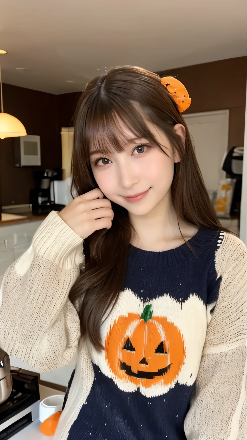 A room decorated for Halloween、halloween sweater, Cute Sweater、state of the art coffee maker、Pretty Shots、 cute high school girl