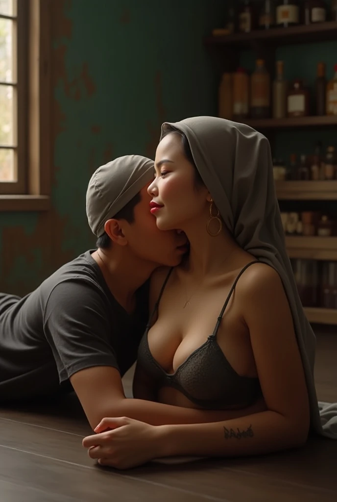 Woman is kissing