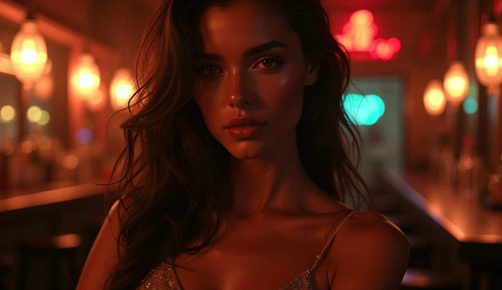 lndswgnr_v1.0, (sharp focus: 1.5), (sharp focus:1.2), Photo, attractive young woman, (beautiful face:1.1), detailed eyes, delicious lips, (Natural makeup:0.85), (medium breasts:1.0), (small body:1.2), exhausting (sequin dress:1.2) in a (nightclub:1.2). (changing lighting:1.2), depth of field, bokeh, 4k, HdR. by (James C.. Christensen:1.2|Jeremy Lipking:1.1).