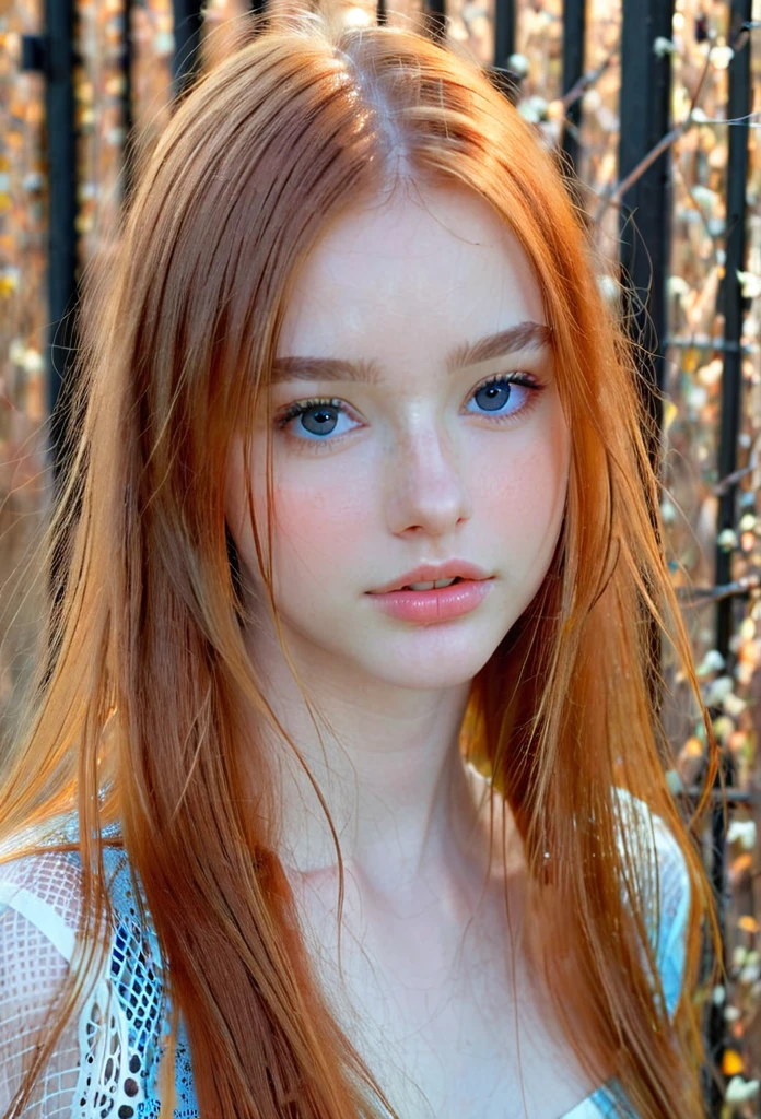 solo, very detailed, detailed face, very long hair, picture of a beautiful young woman, dasha_taran, sfw, ((natural orange hair)), beautiful natural blue eyes, High Definition RAW Photography, 16k photography, (full body), standing, delicate facial features, pretty face, detailed full body, visible from head to feet, perfect body, nubile body