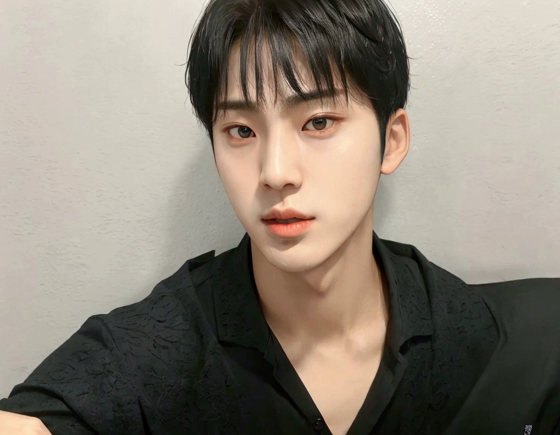 Arafed Asian man wearing a black shirt and a black shirt, Kim Doyoung, Won Bin Lee, jinyoung pimple, hyung tae, Siwoo Kim, shin jeongho, a cute Korean face, Cai Xukun, south korean man, Kim Tae Jun, Jung Jaehyun, A handsome man， Short black hair , Hong June Hyung, Close-up profile photo